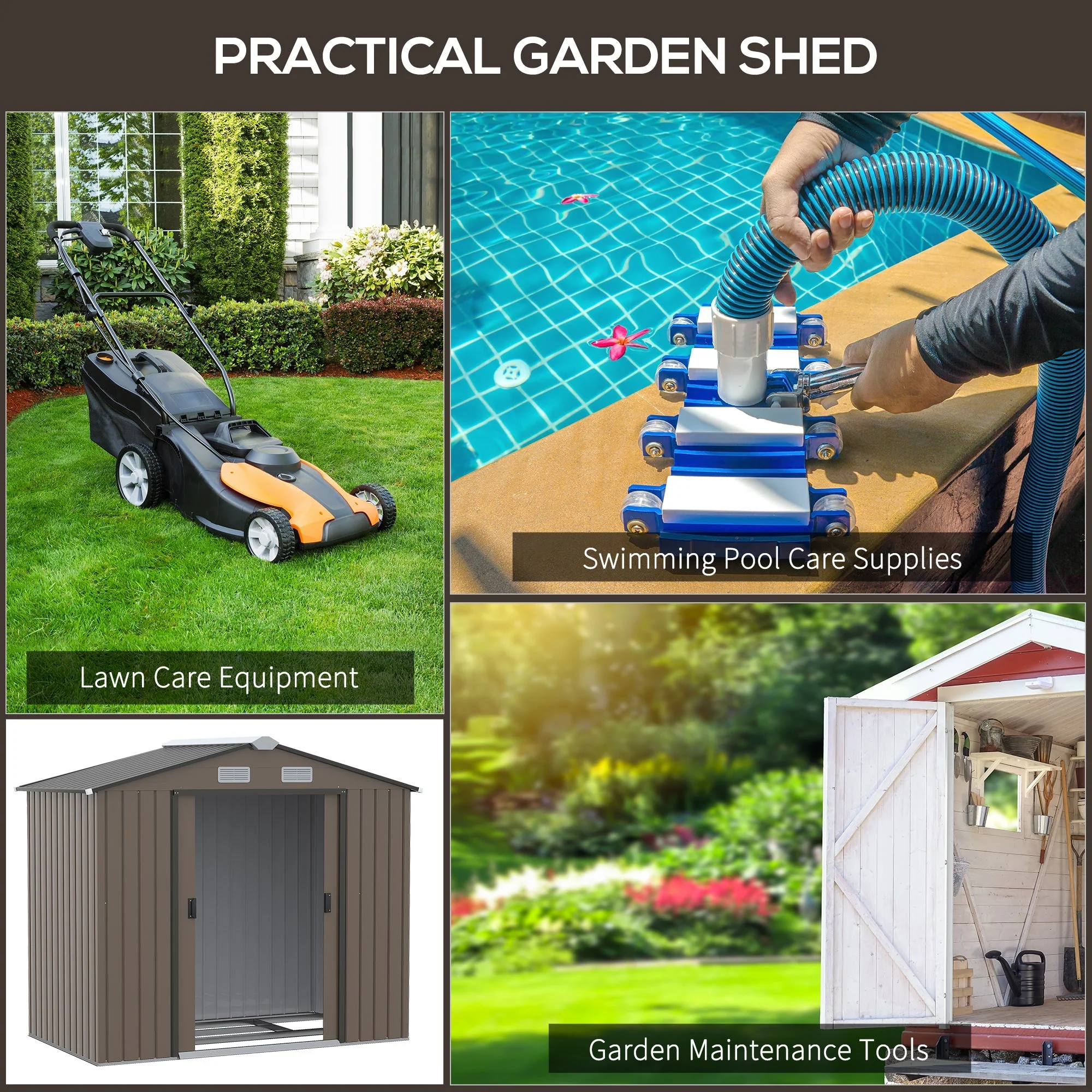 Galvanised 7 x 4' Double Door Reverse Apex Garden Shed Lockable Steel Brown by Steadfast - Image 6
