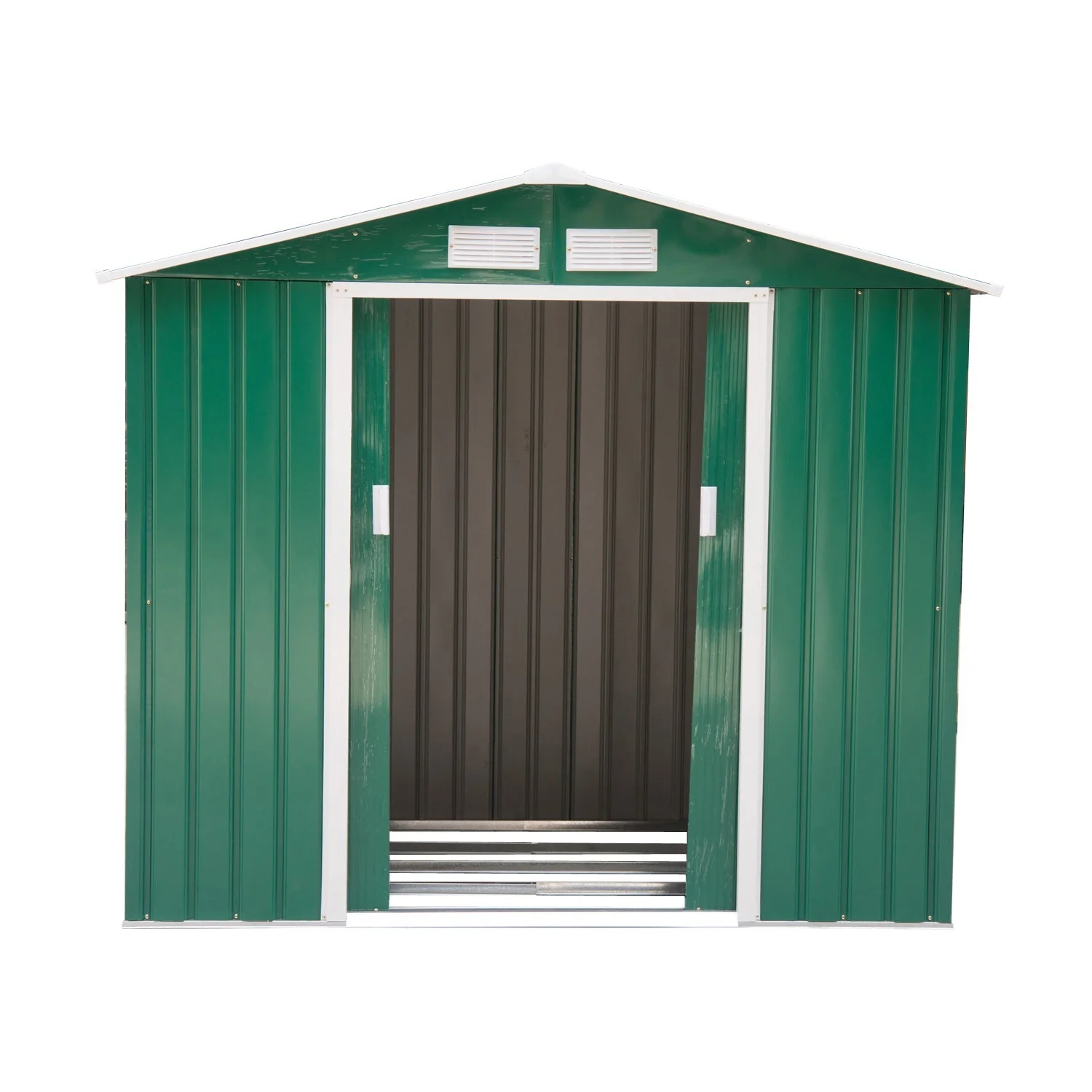 Galvanised 7 x 4' Double Door Reverse Apex Garden Shed Lockable Steel Green by Steadfast - Image 8