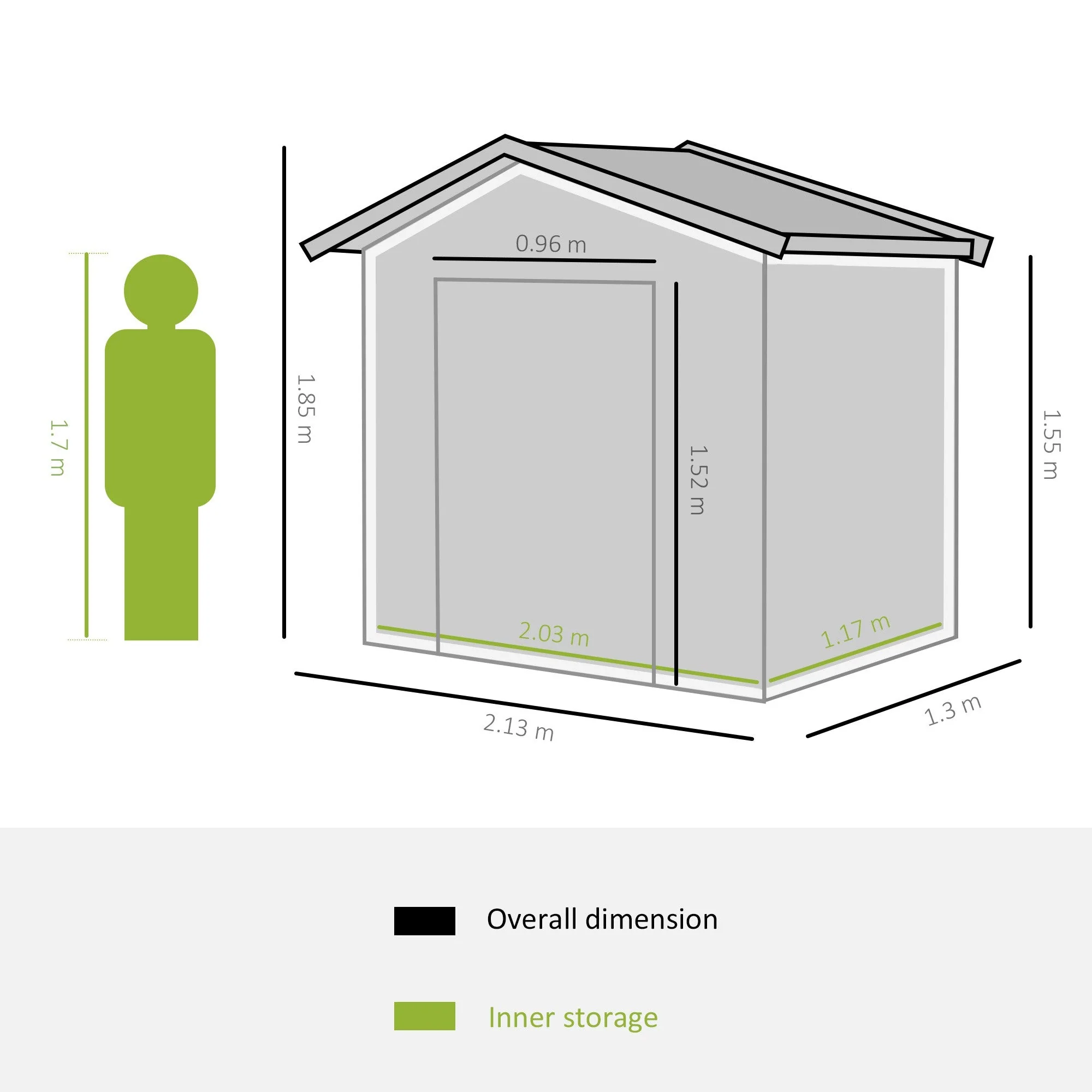 Galvanised 7 x 4' Double Door Reverse Apex Garden Shed Lockable Steel Light Brown by Steadfast - Image 3
