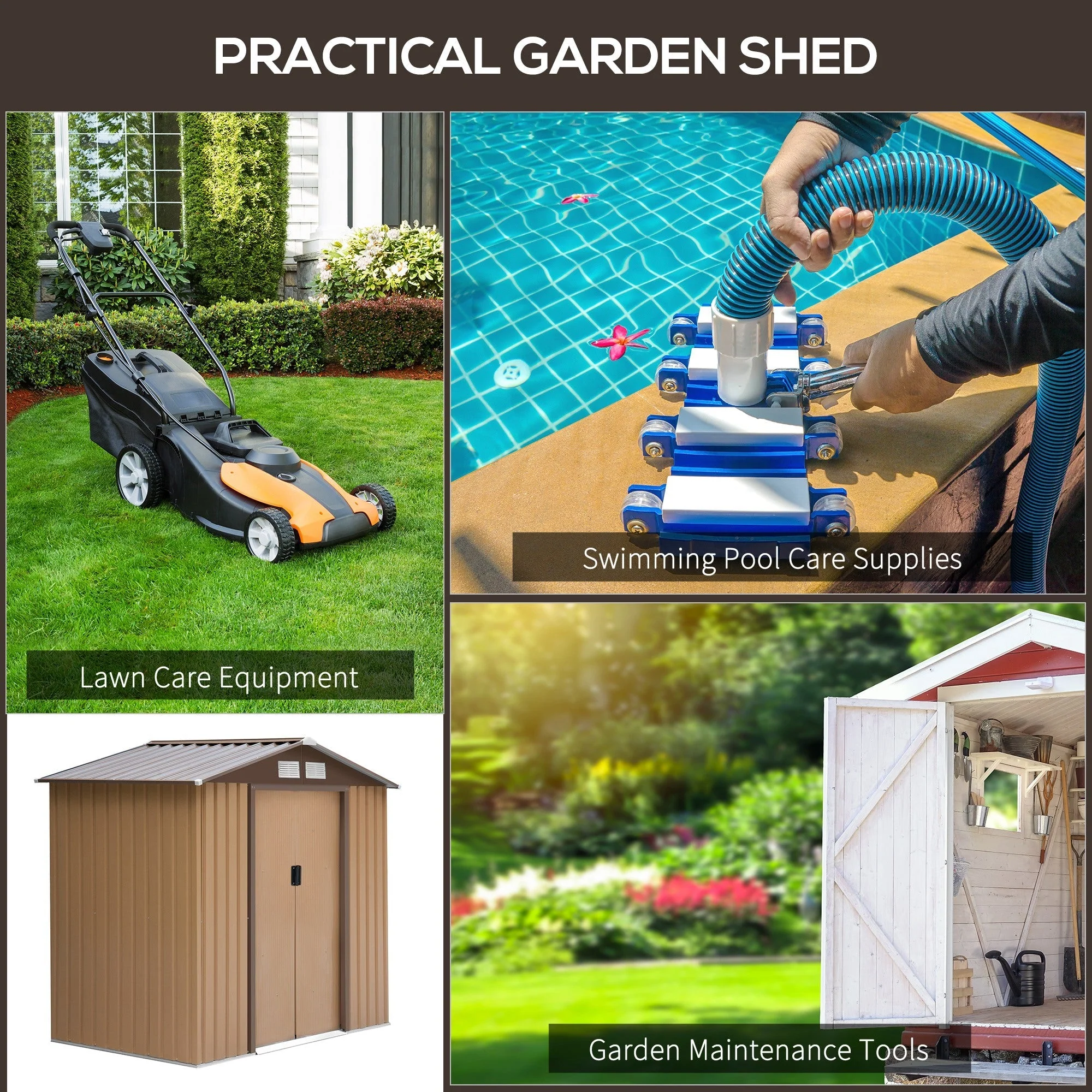 Galvanised 7 x 4' Double Door Reverse Apex Garden Shed Lockable Steel Light Brown by Steadfast - Image 6