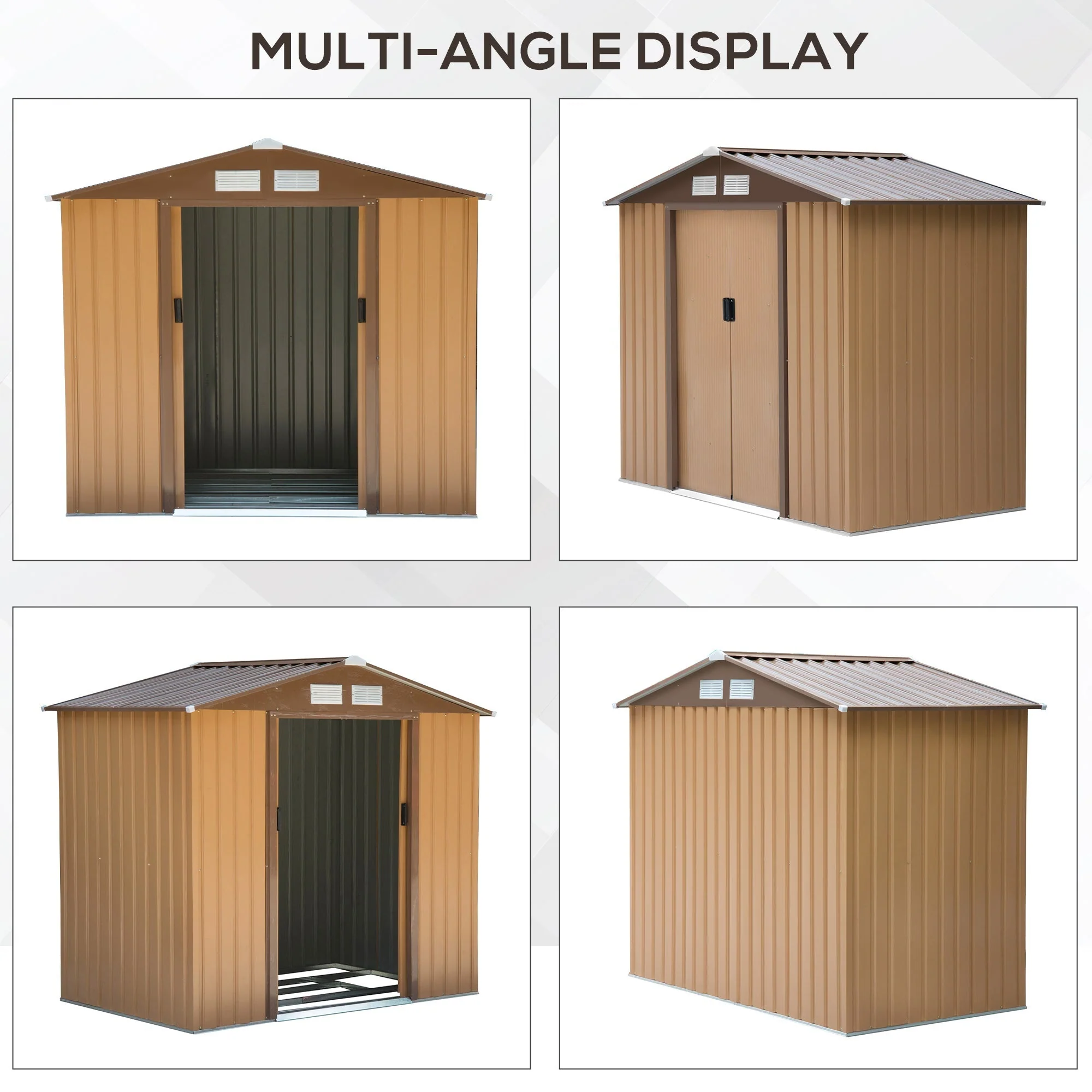 Galvanised 7 x 4' Double Door Reverse Apex Garden Shed Lockable Steel Light Brown by Steadfast - Image 7