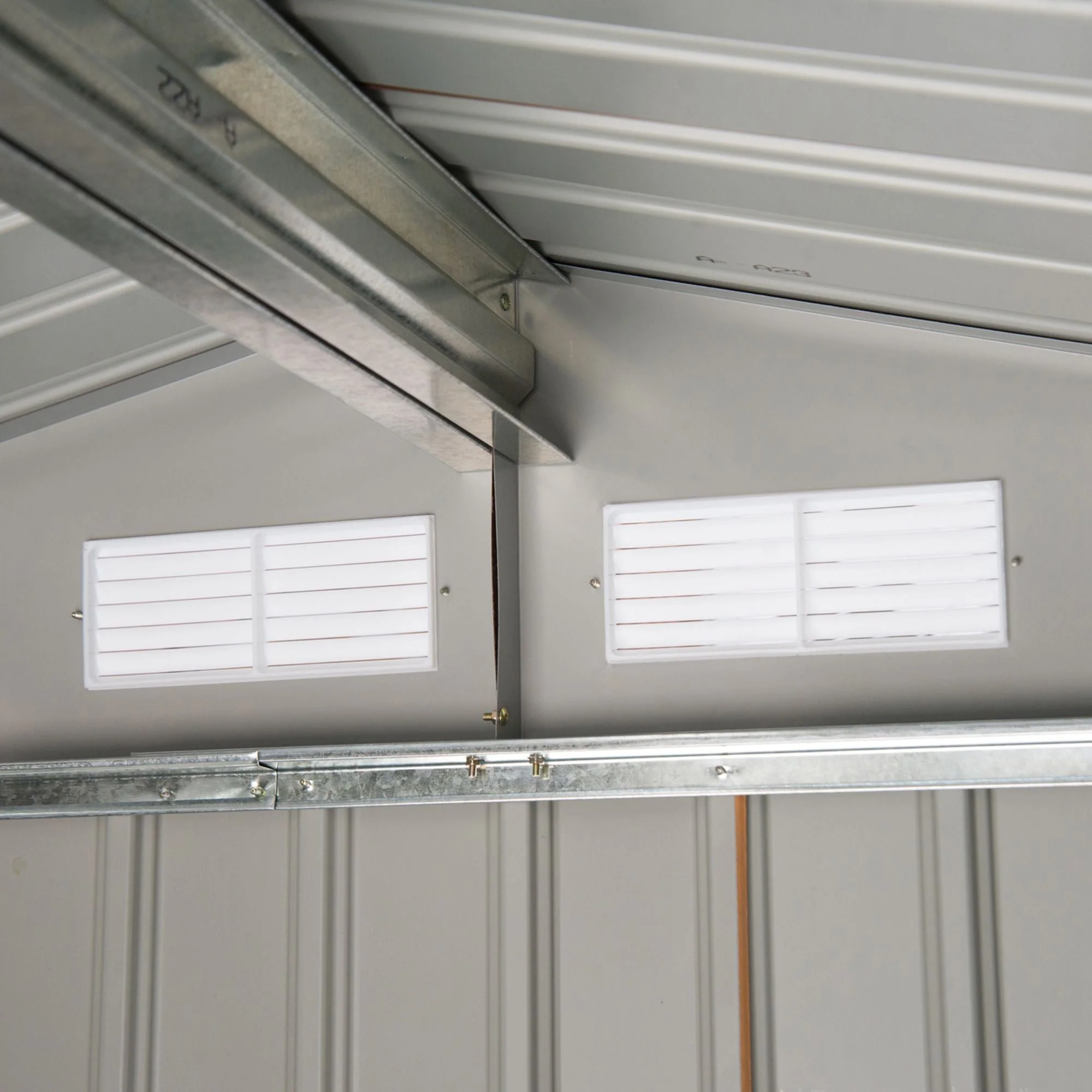 Galvanised 7 x 4' Double Door Reverse Apex Garden Shed Lockable Steel Light Brown by Steadfast - Image 9