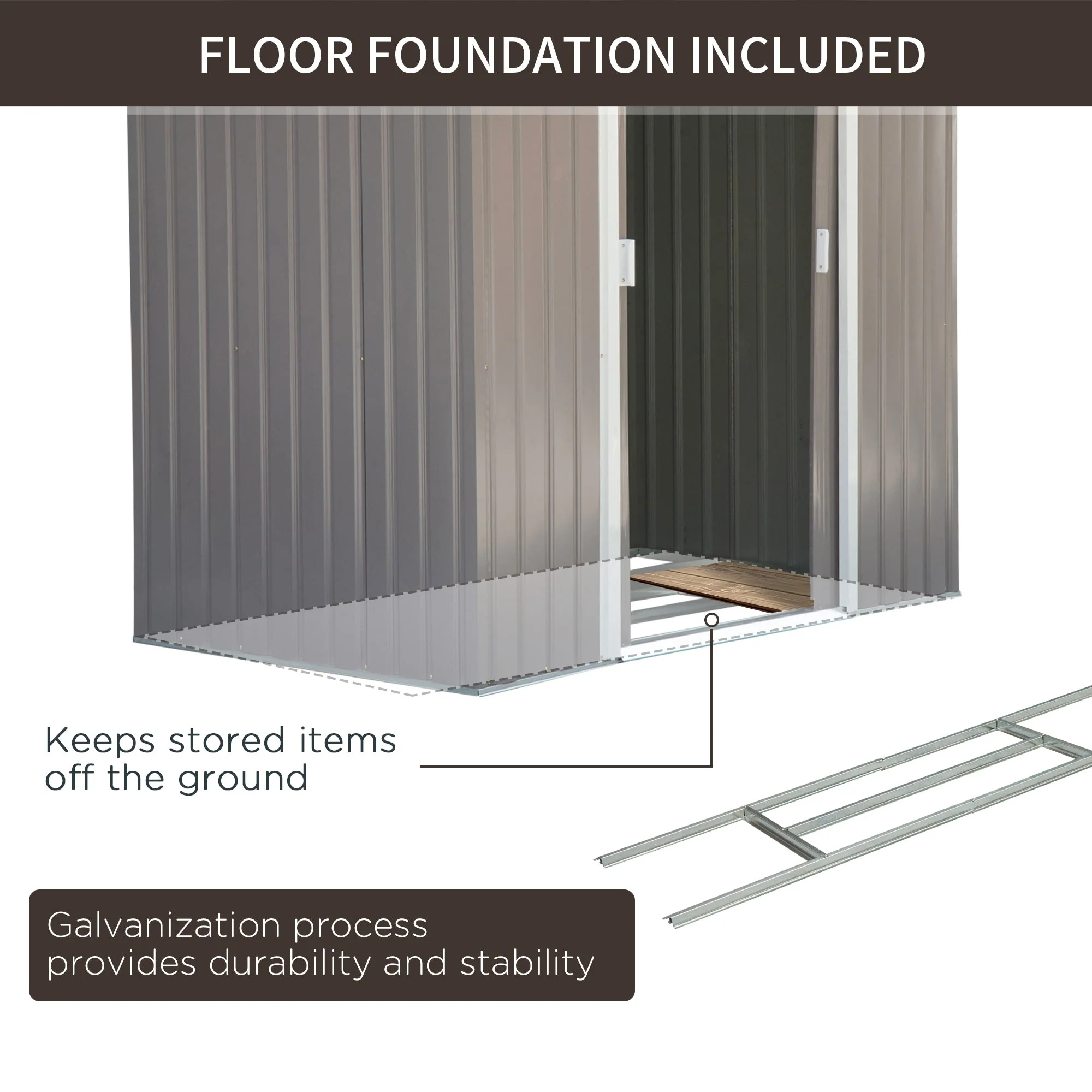 Galvanised 7 x 4' Double Door Reverse Apex Garden Shed Lockable With Ventilation Steel Grey by Steadfast - Image 6