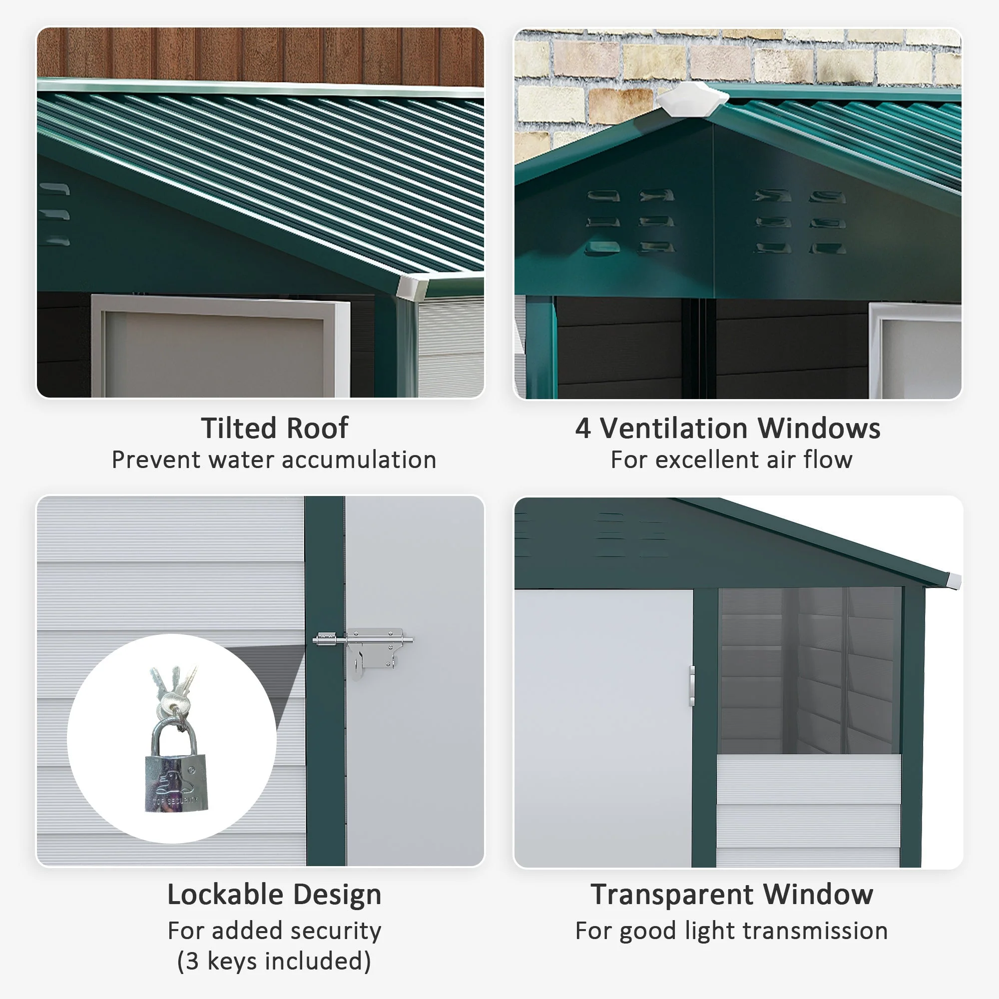 Galvanised 8.8 x 6.3' Single Door Apex Garden Shed Lockable with Window Steel Light Grey by Steadfast - Image 4