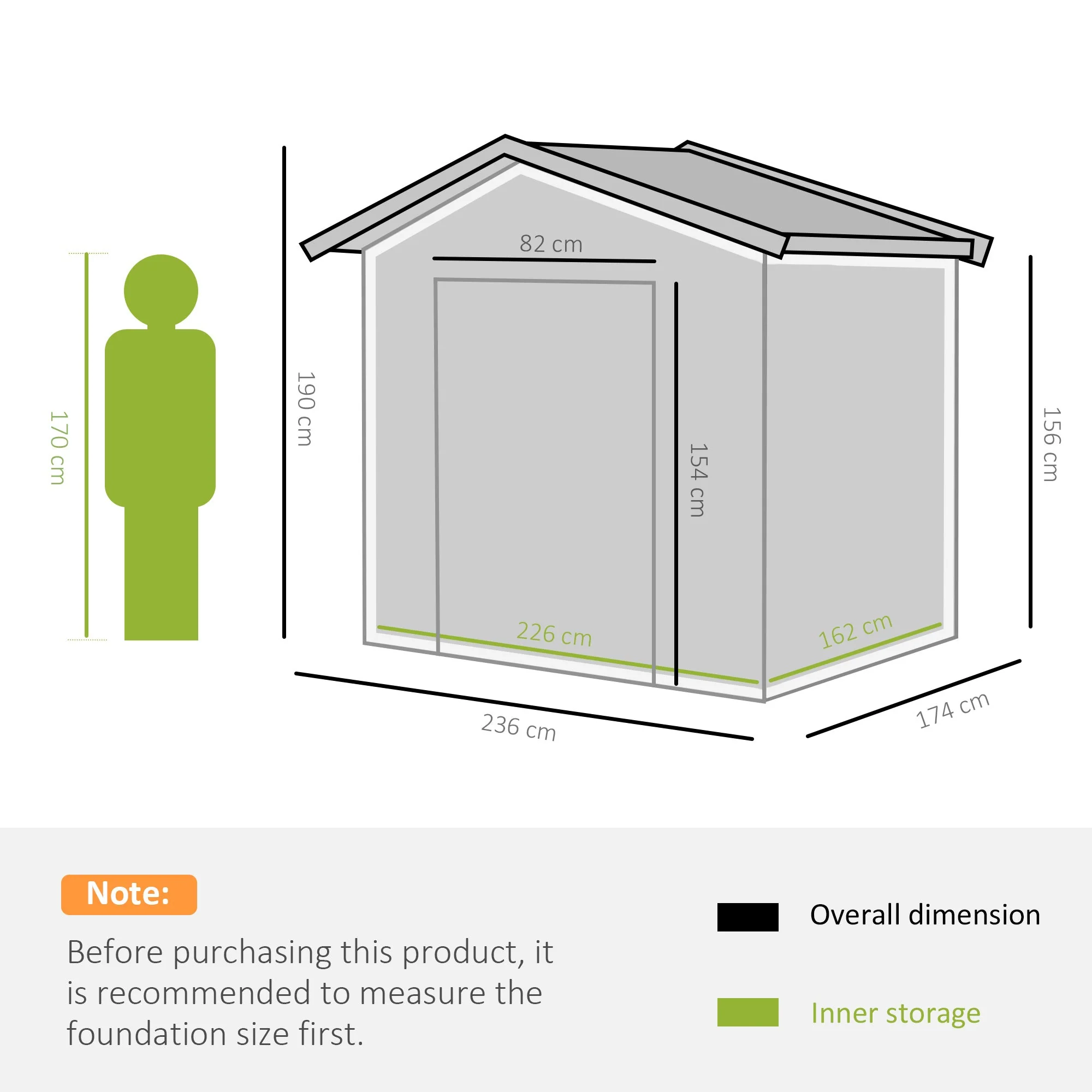 Galvanised 8 x 6' Sliding Double Door Apex Garden Shed With Ventilation Steel Green by Steadfast - Image 3