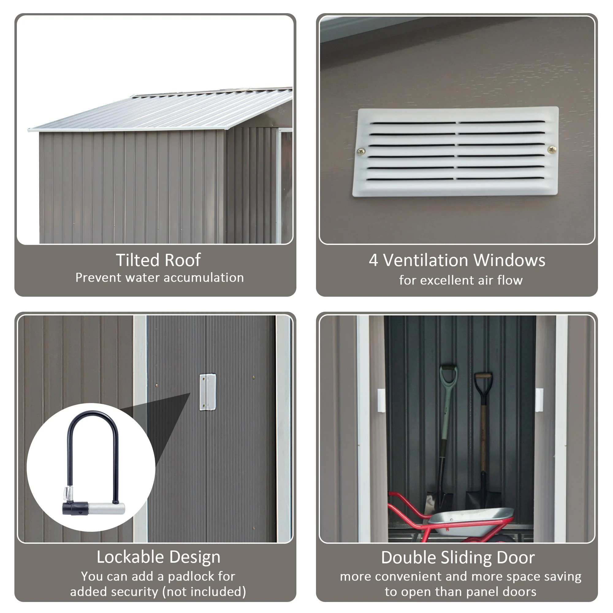 Galvanised 9 x 6' Double Door Reverse Apex Garden Shed With Ventilation Steel Grey by Steadfast - Image 5