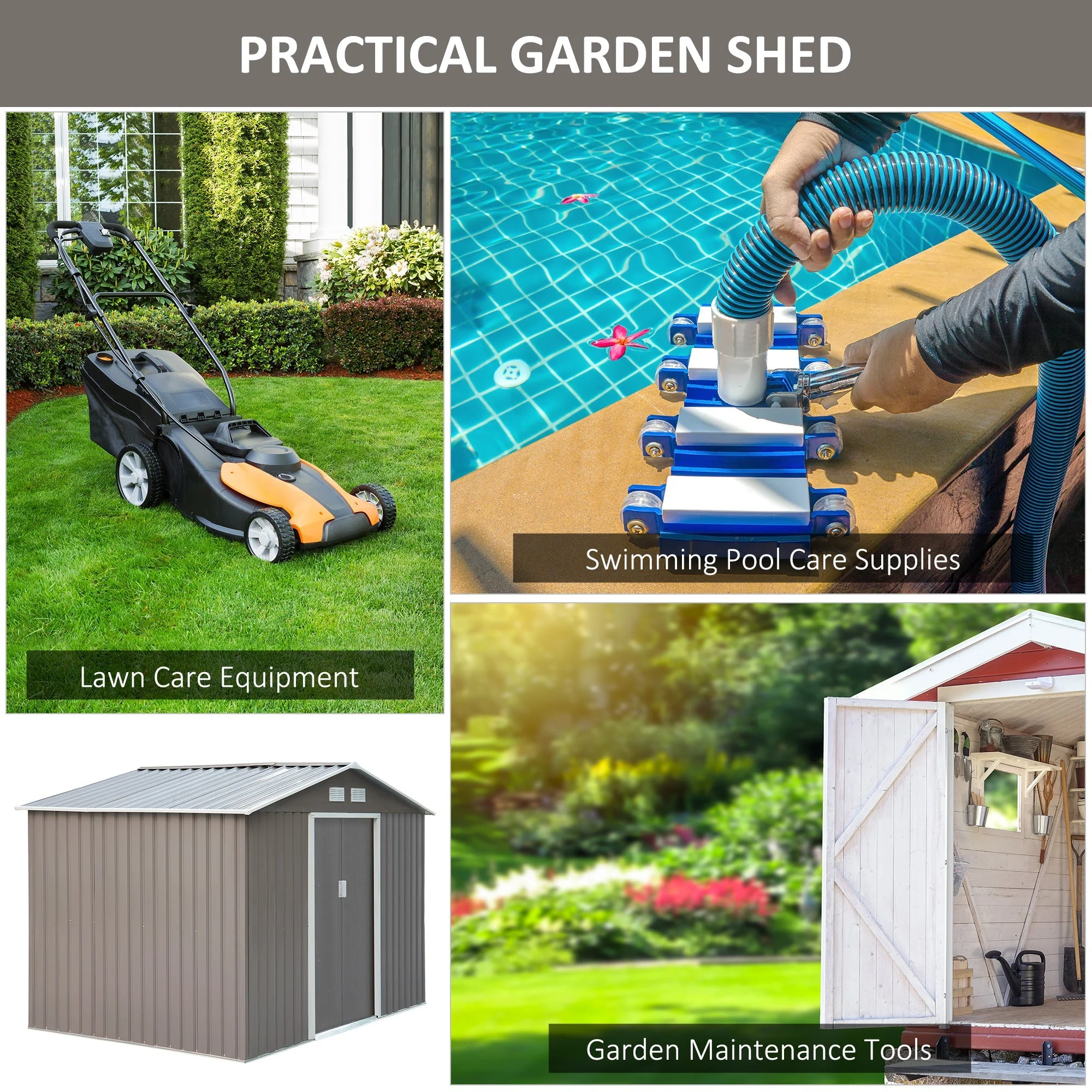 Galvanised 9 x 6' Double Door Reverse Apex Garden Shed With Ventilation Steel Grey by Steadfast - Image 6
