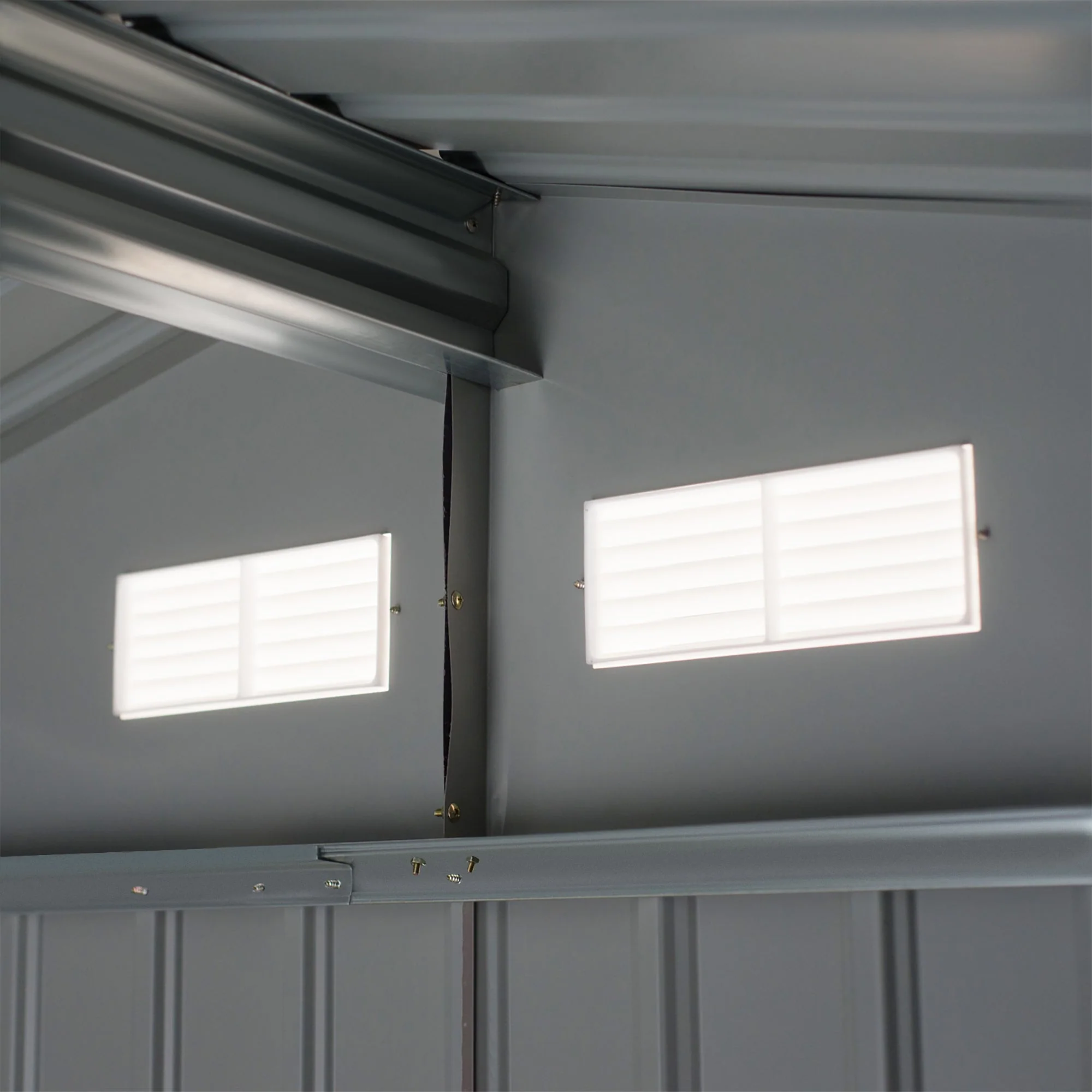 Galvanised 9 x 6' Double Door Reverse Apex Garden Shed With Ventilation Steel Grey by Steadfast - Image 8