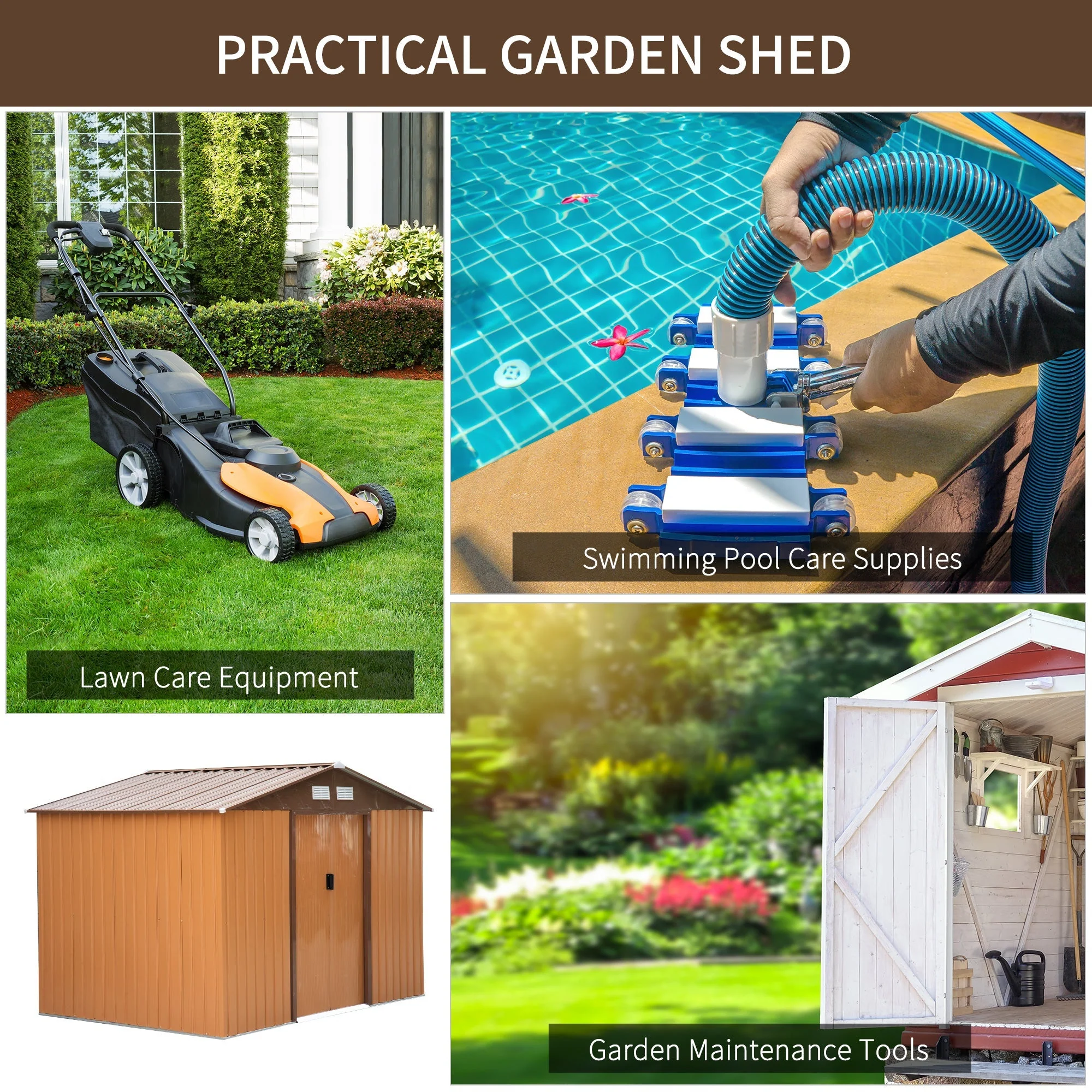 Galvanised 9 x 6' Sliding Double Door Apex Garden Shed With Ventilation Steel Light Brown by Steadfast - Image 6