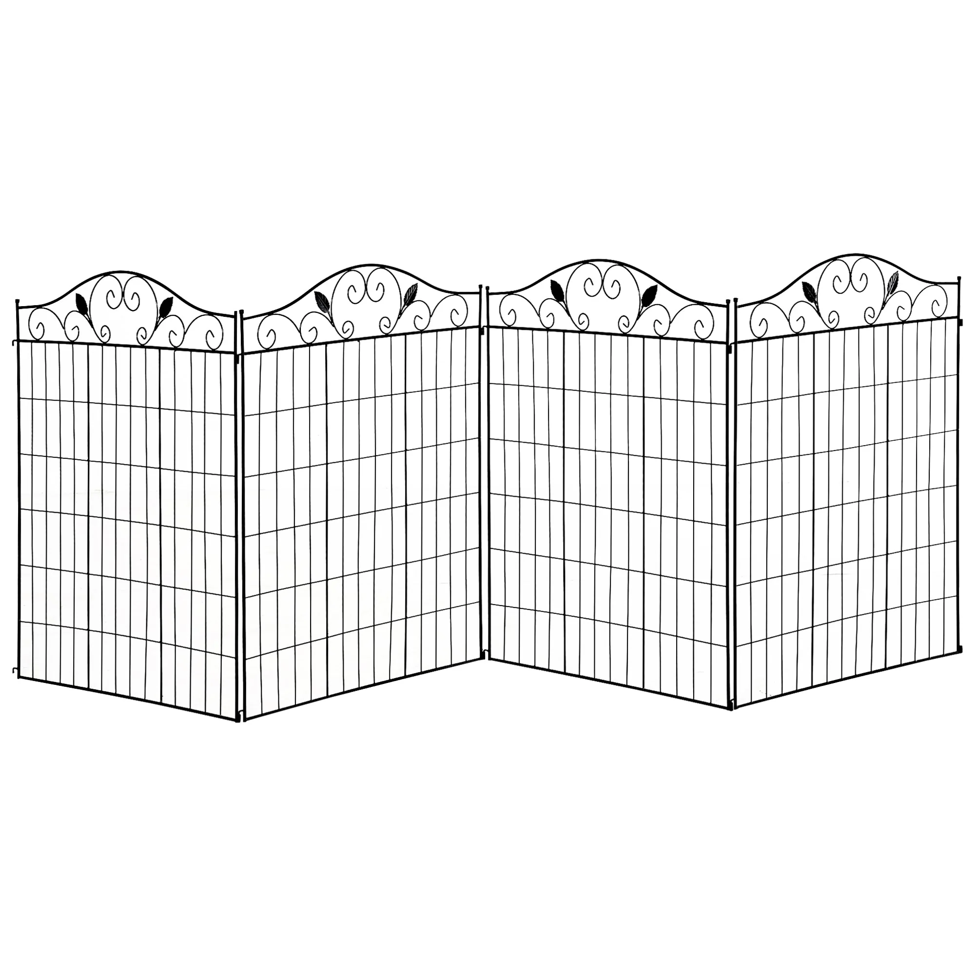 Garden Decorative Fence 4 Panels 44in x 12ft Steel Border Edging for Landscaping