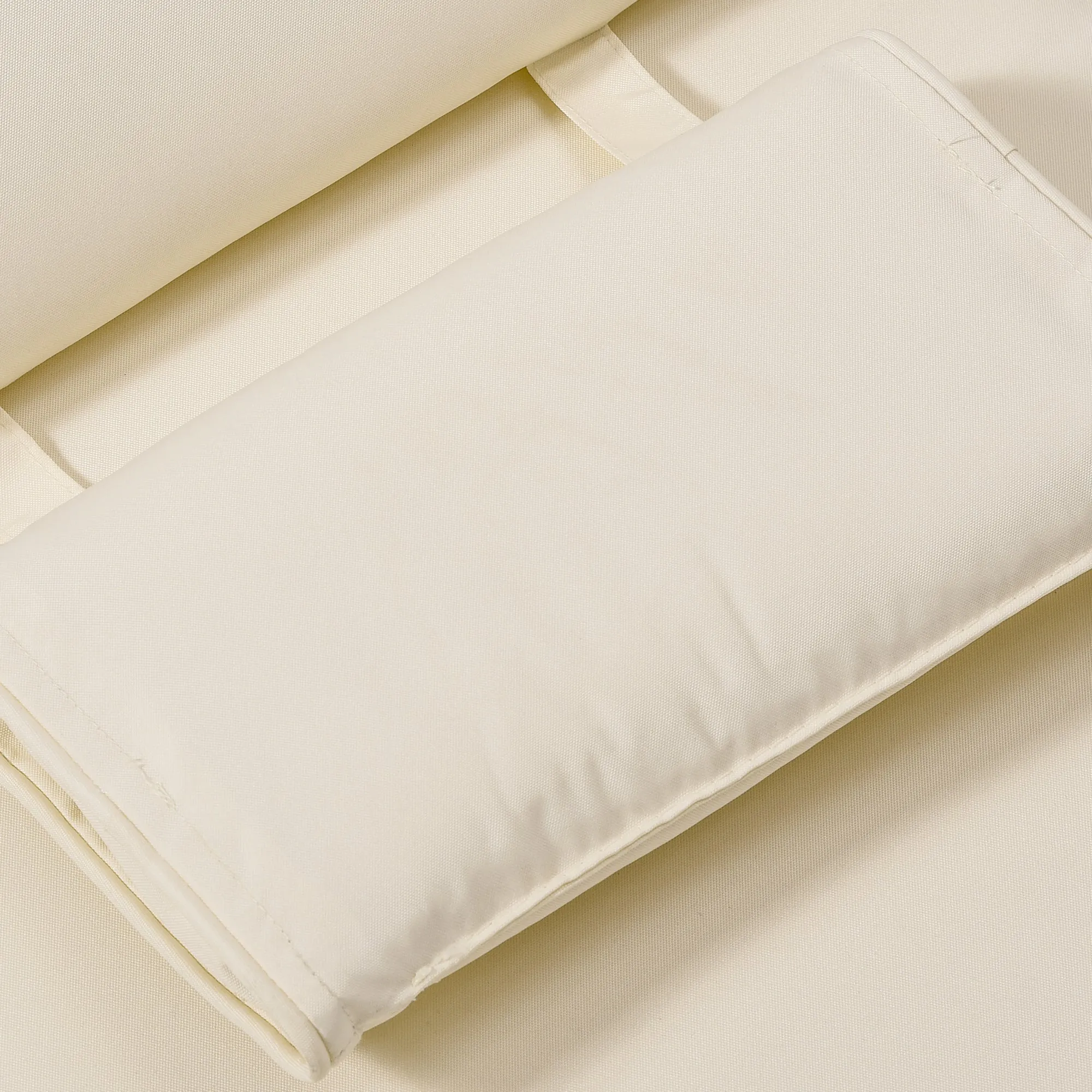Garden Sun Lounger Cushion Replacement Thick Sunbed Reclining Chair Relaxer Pad with Pillow - Cream White - Image 8