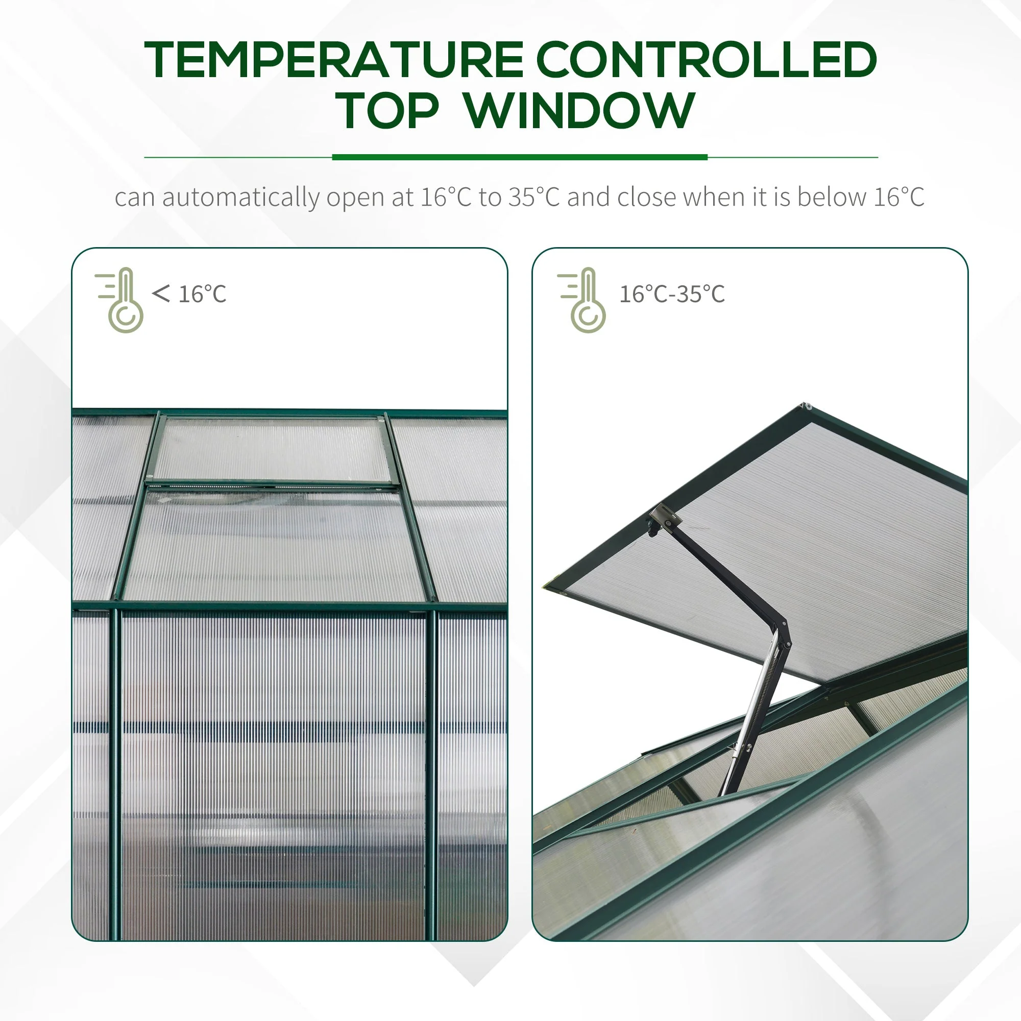 Garden Walk-in Aluminium Greenhouse Polycarbonate with Plant Bed - Image 6