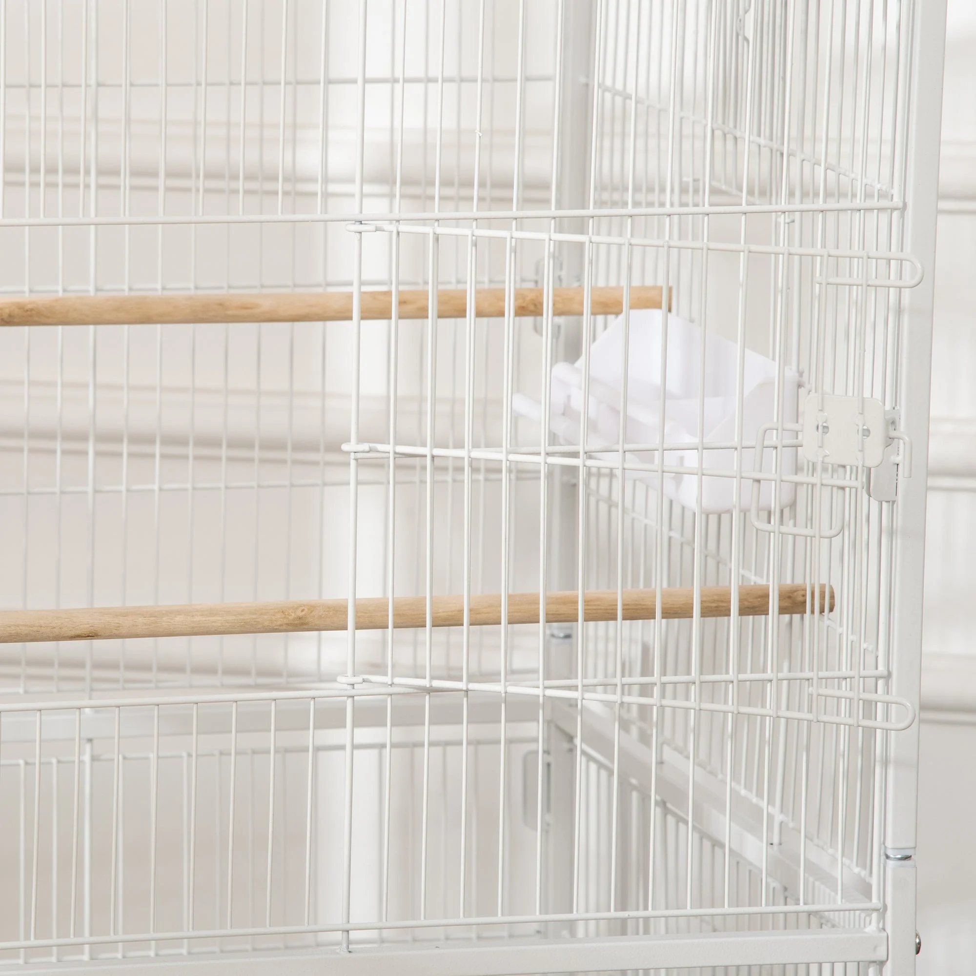 Grille 132cm Bird Cage Wheeled White by Pawhut - Image 9
