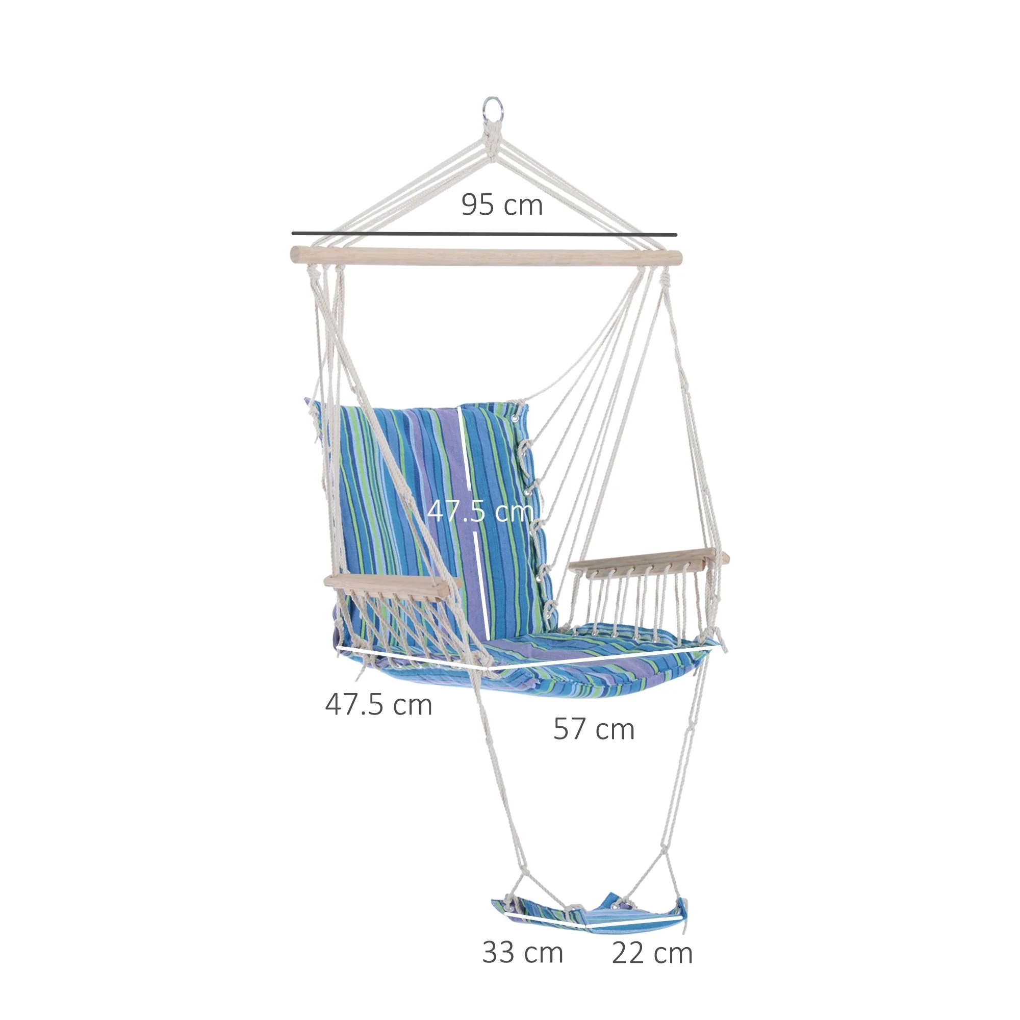 Hanging Rope Chair with Soft Padded Seat & Backrest - Image 3