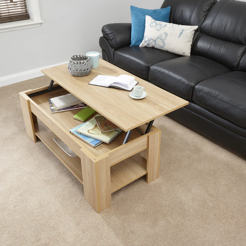 Harper Extending Coffee Table Natural 1 Shelf 105cm - Image 3
