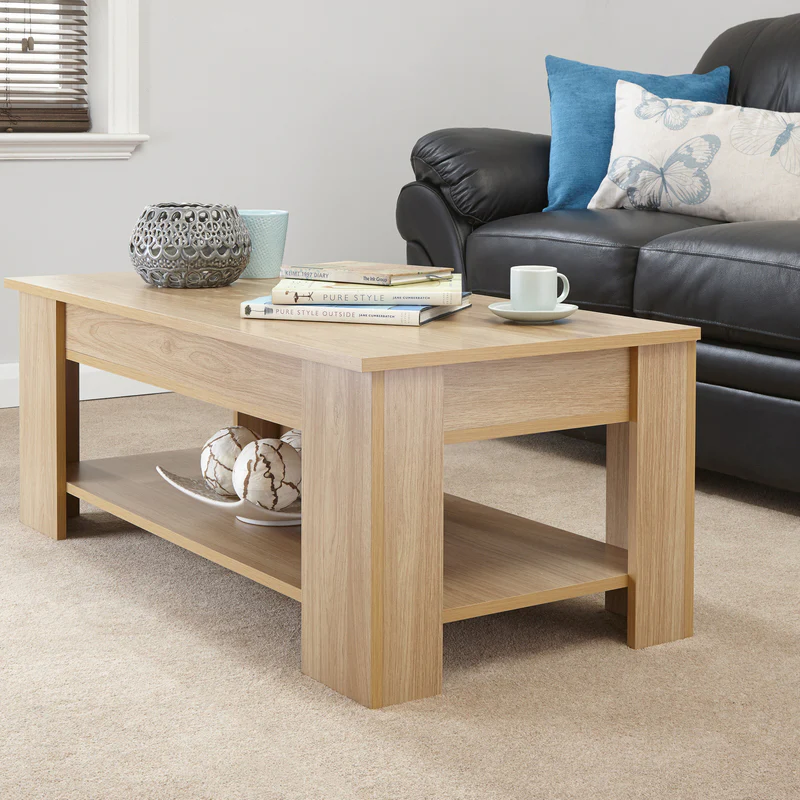 Harper Extending Coffee Table Natural 1 Shelf 105cm - Image 4