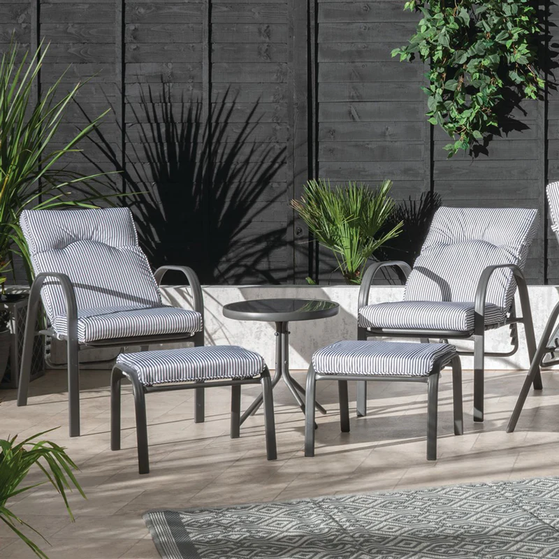 11-Piece Hartwell Garden Patio Dining Set by Croft - 6 Seats Grey Pinstripe Cushions - Image 6