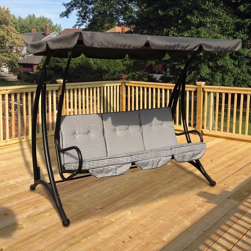 Hartwell Garden Swing Seat by Croft - 3 Seats Grey Cushions