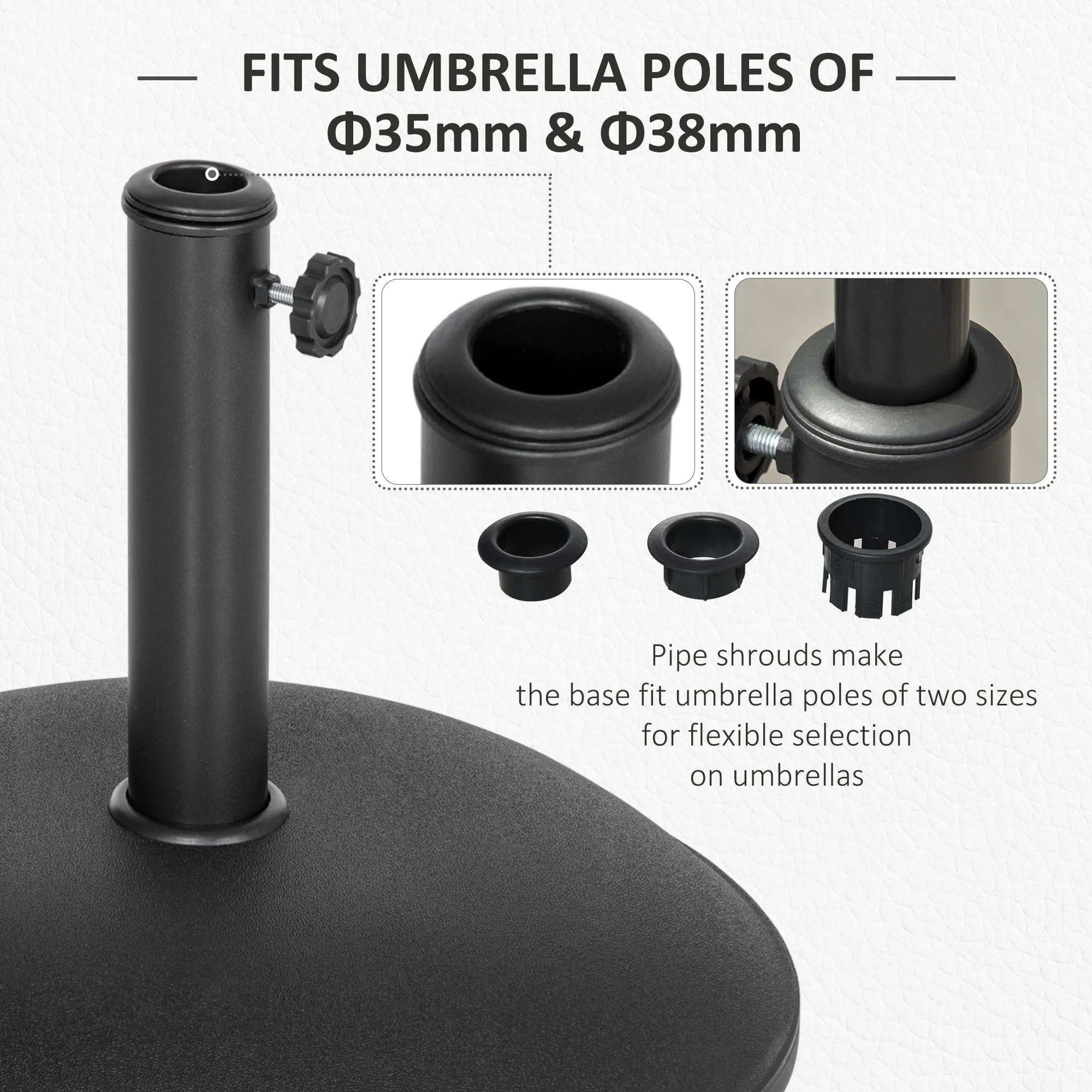 Heavy Duty Cement Parasol Umbrella Base 20kg Patio Stand Garden Outdoor Shade Holder Round - Image 4