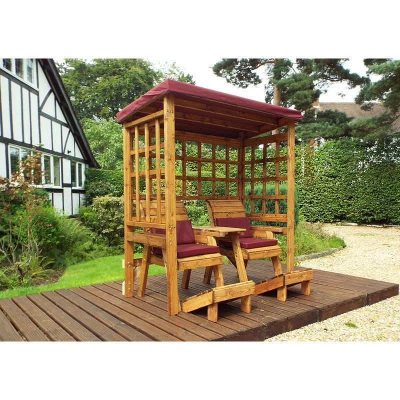 Henley Garden Arbour by Charles Taylor - 2 Seats Burgundy Cushions - Image 3