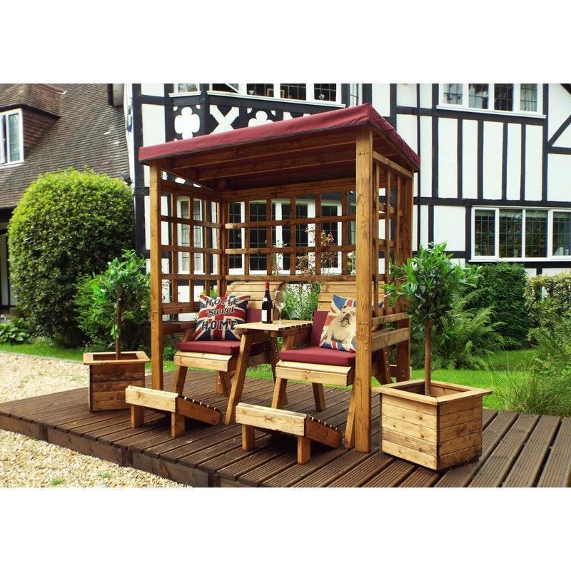 Henley Garden Arbour by Charles Taylor - 2 Seats Burgundy Cushions - Image 4