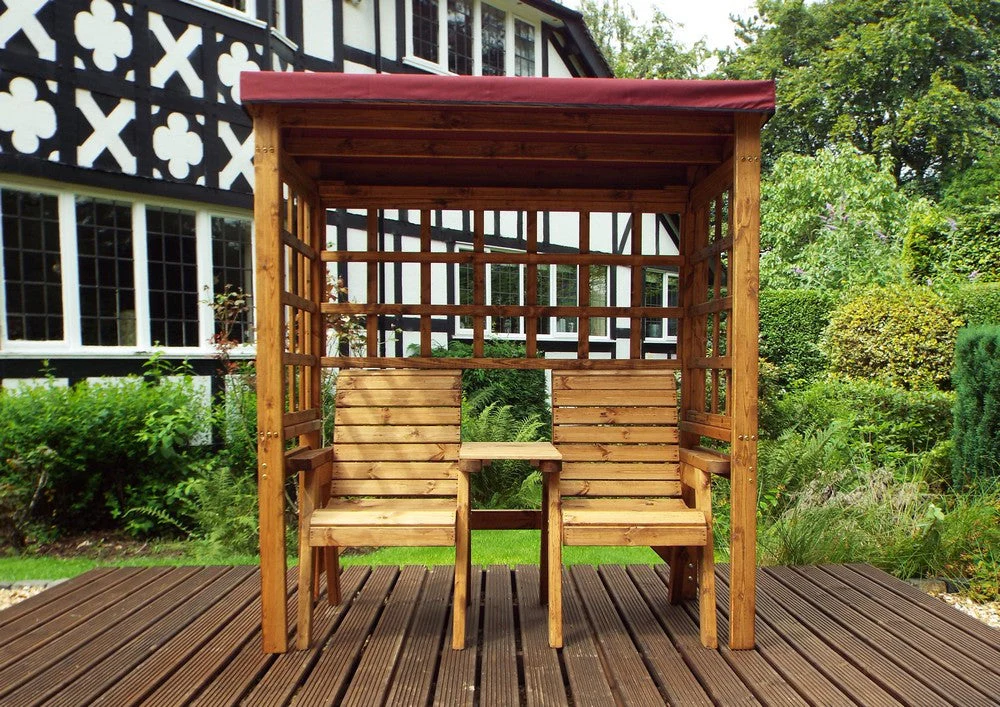 Henley Garden Tete a Tete by Charles Taylor - 2 Seats burgundy Cushions