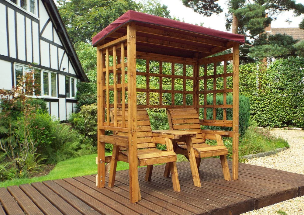 Henley Garden Tete a Tete by Charles Taylor - 2 Seats burgundy Cushions - Image 3