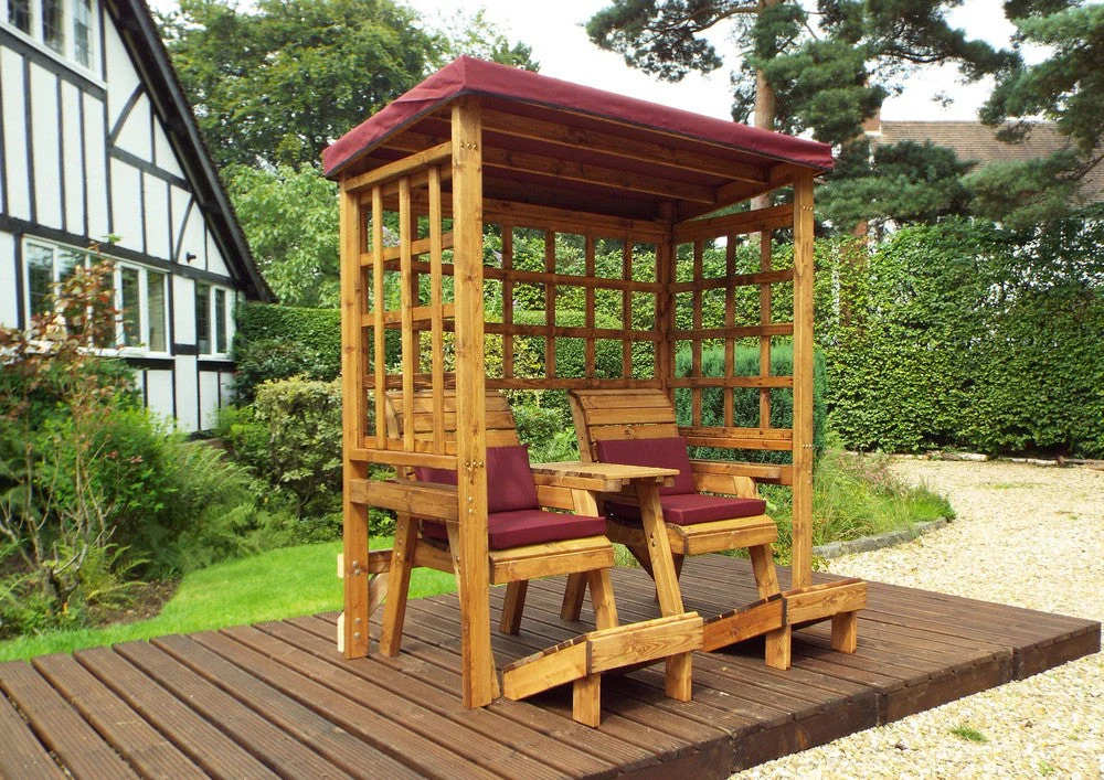 Henley Garden Tete a Tete by Charles Taylor - 2 Seats burgundy Cushions - Image 8