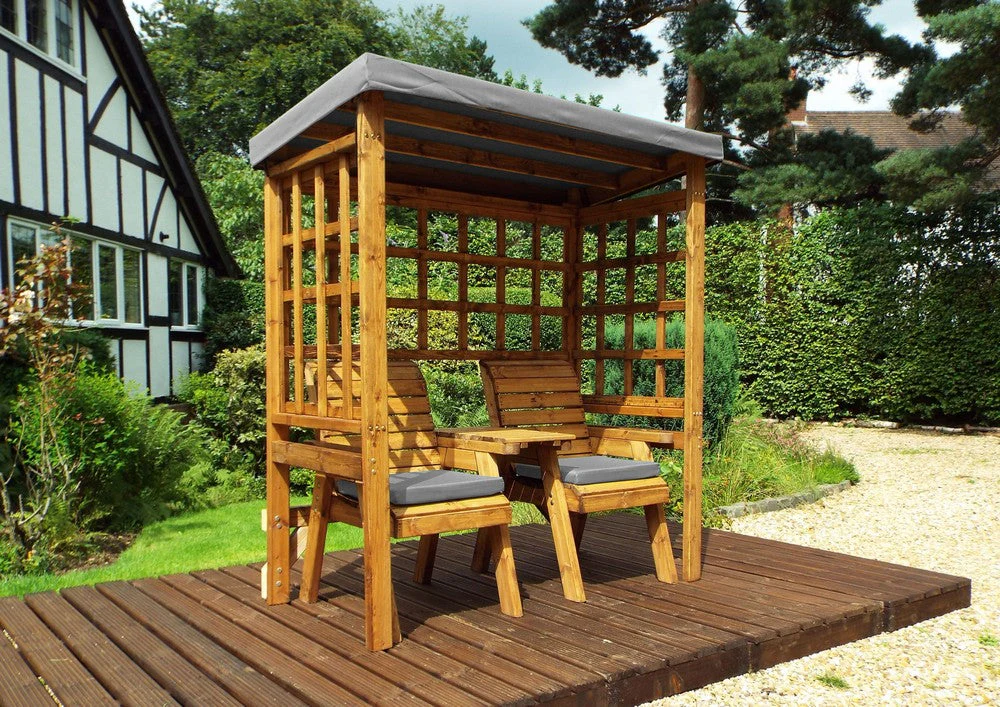 Henley Garden Tete a Tete by Charles Taylor - 2 Seats Grey Cushions