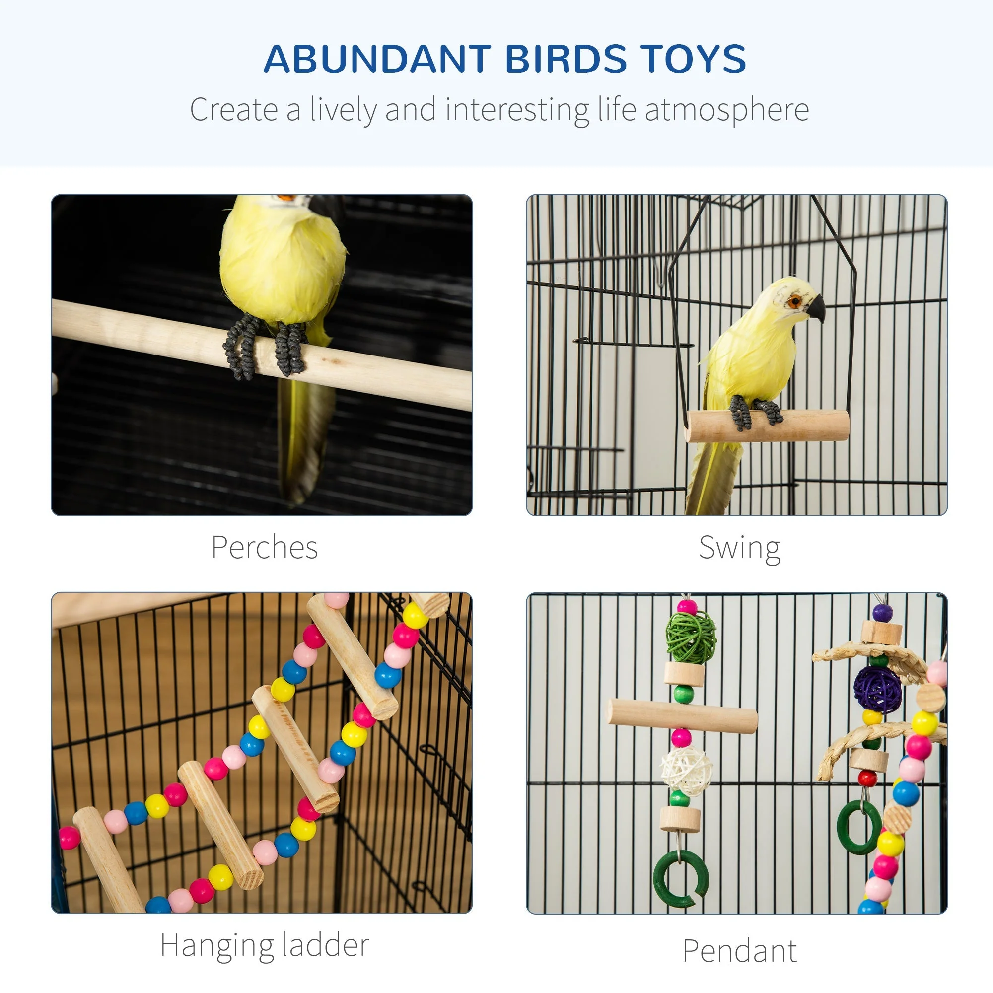 Highrise 100cm Bird Cage Hanging Black by Pawhut - Image 2