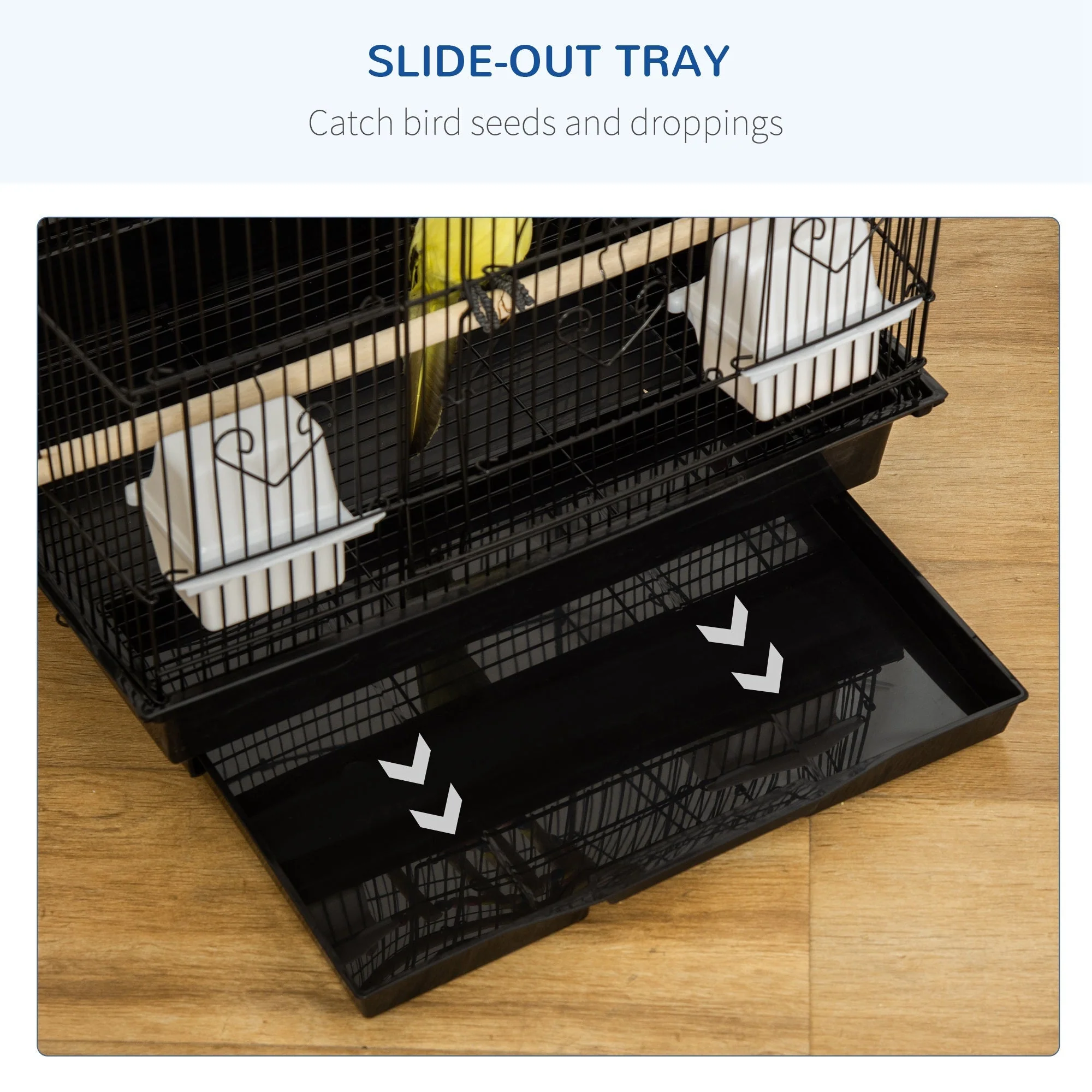 Highrise 100cm Bird Cage Hanging Black by Pawhut - Image 6