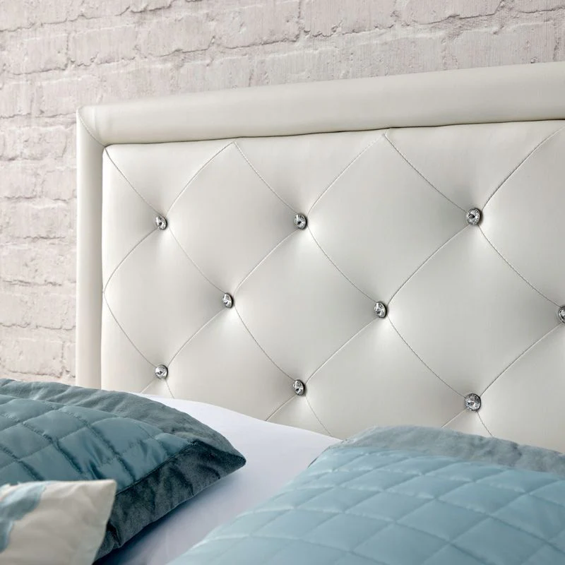 Hollywood Double Ottoman Bed Faux Leather White 5 x 7ft - Image 4