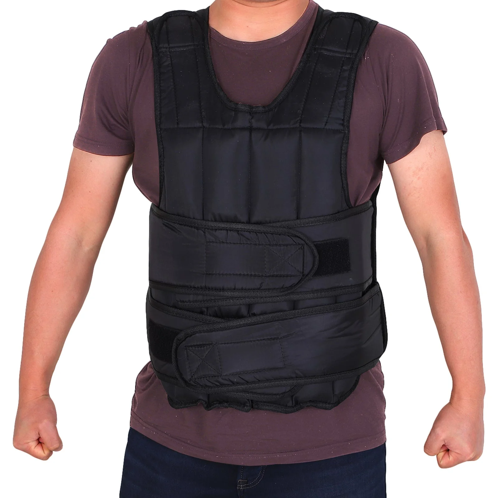 Homcom 10kg Metal Sand Weight Adjustable Unisex Trainer Vest Black/Red - Image 2
