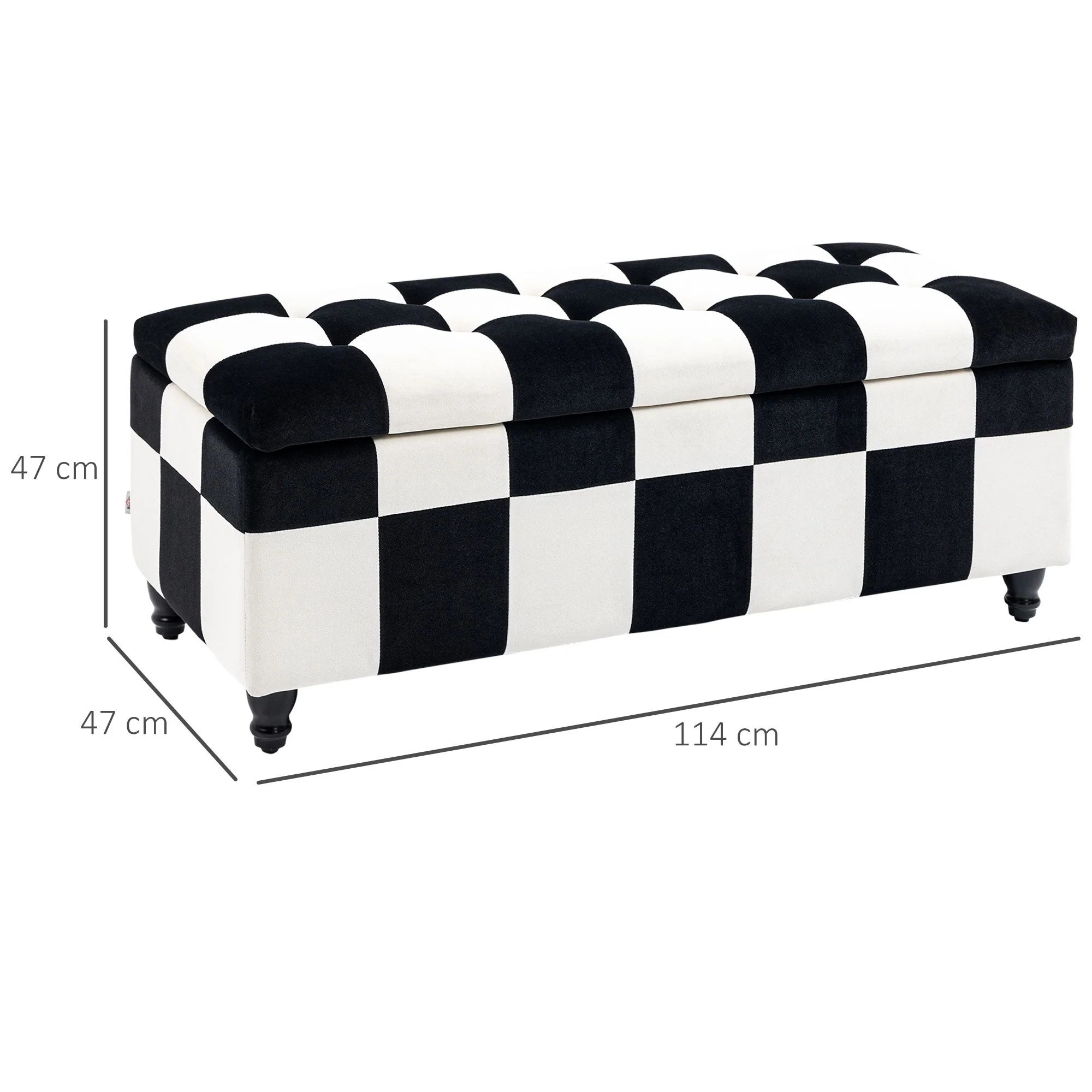 Homcom 114 x 47 x 47cm Velvet Storage Ottoman - Image 3