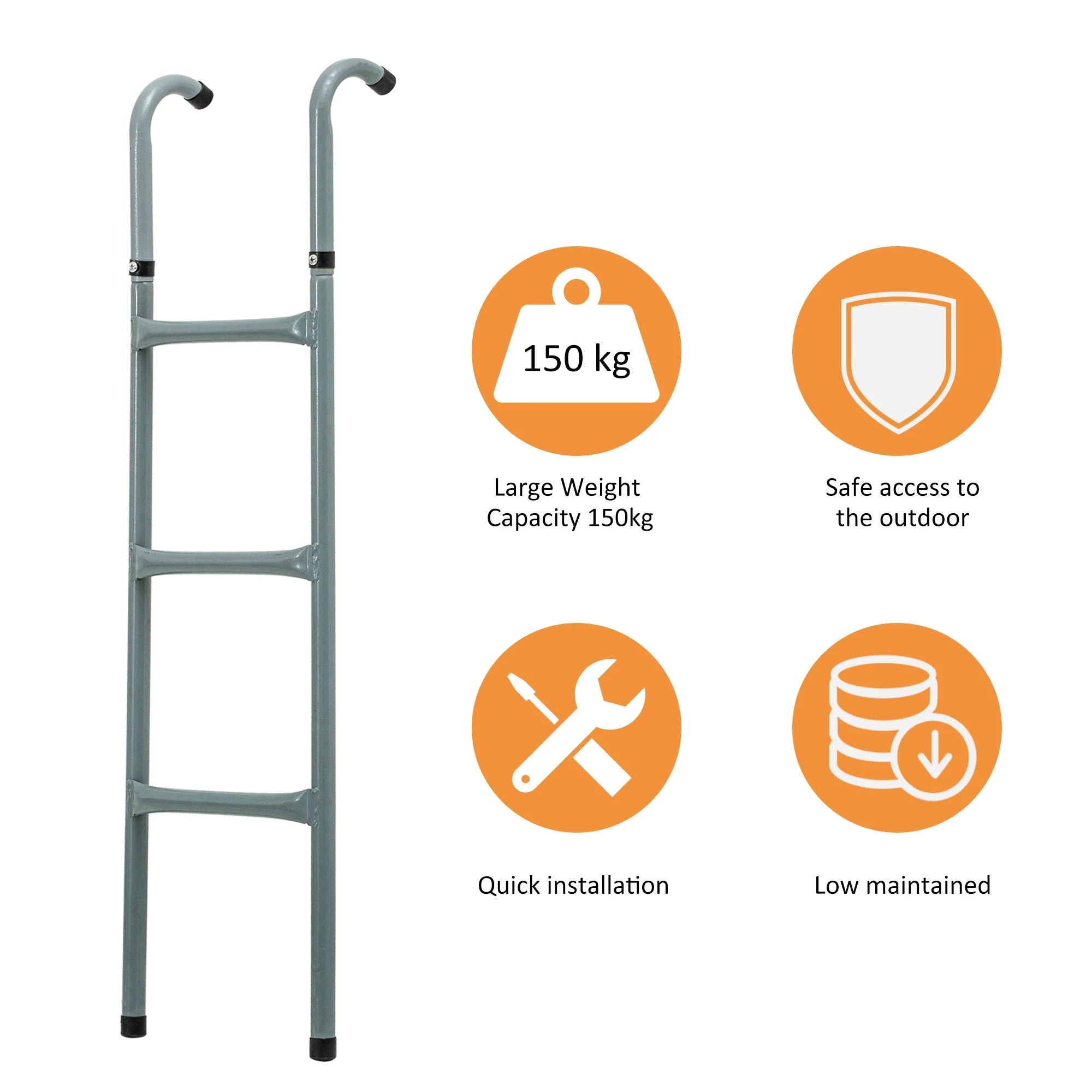 Homcom 12/14ft Trampoline Ladder Galvanized w/ Non-slip Mat - Image 5