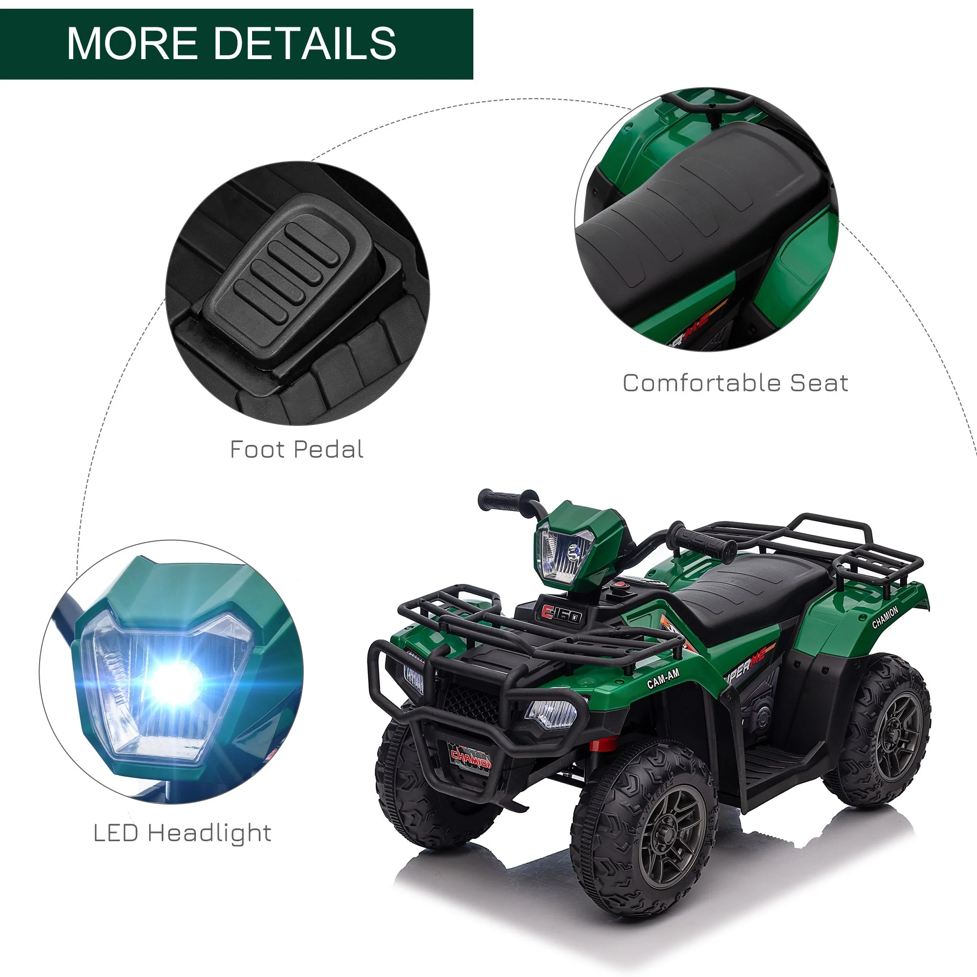 Homcom 12V Kids Quad Bike With Forward Reverse Functions - Image 6
