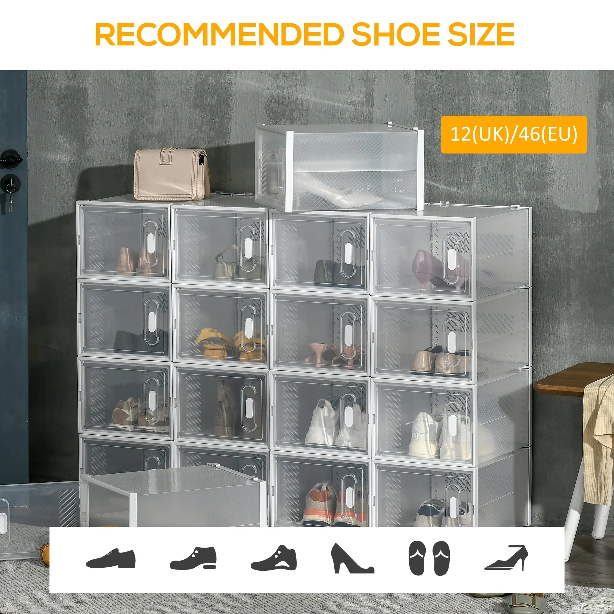 Homcom 18PCS Clear Shoe Box - Image 6