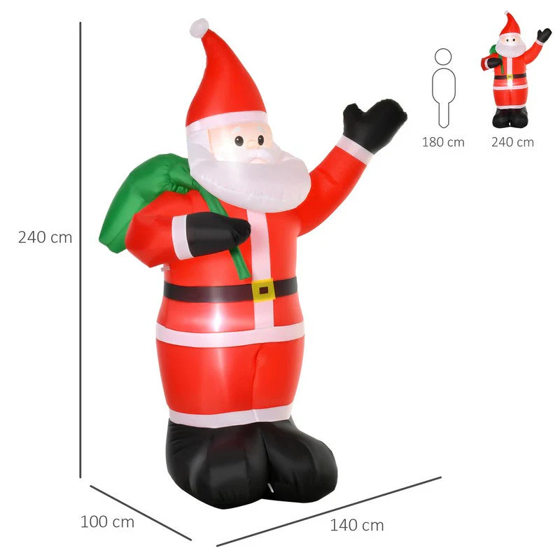 Homcom 8 Foot LED Polyester Santa Claus Christmas Inflatable - Image 3