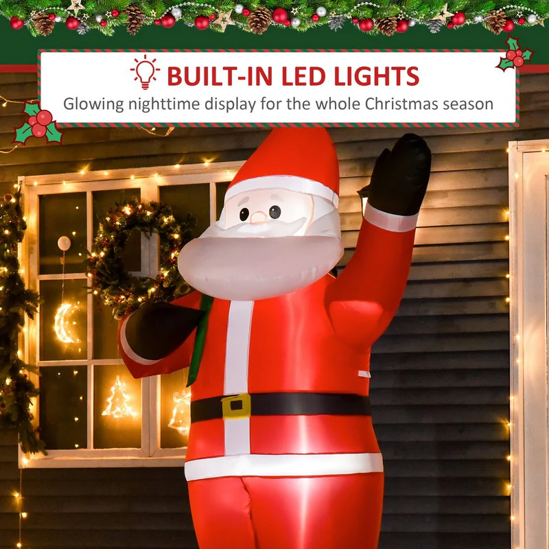 Homcom 8 Foot LED Polyester Santa Claus Christmas Inflatable - Image 4