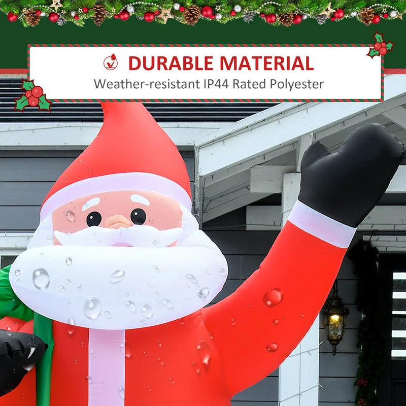 Homcom 8 Foot LED Polyester Santa Claus Christmas Inflatable - Image 5