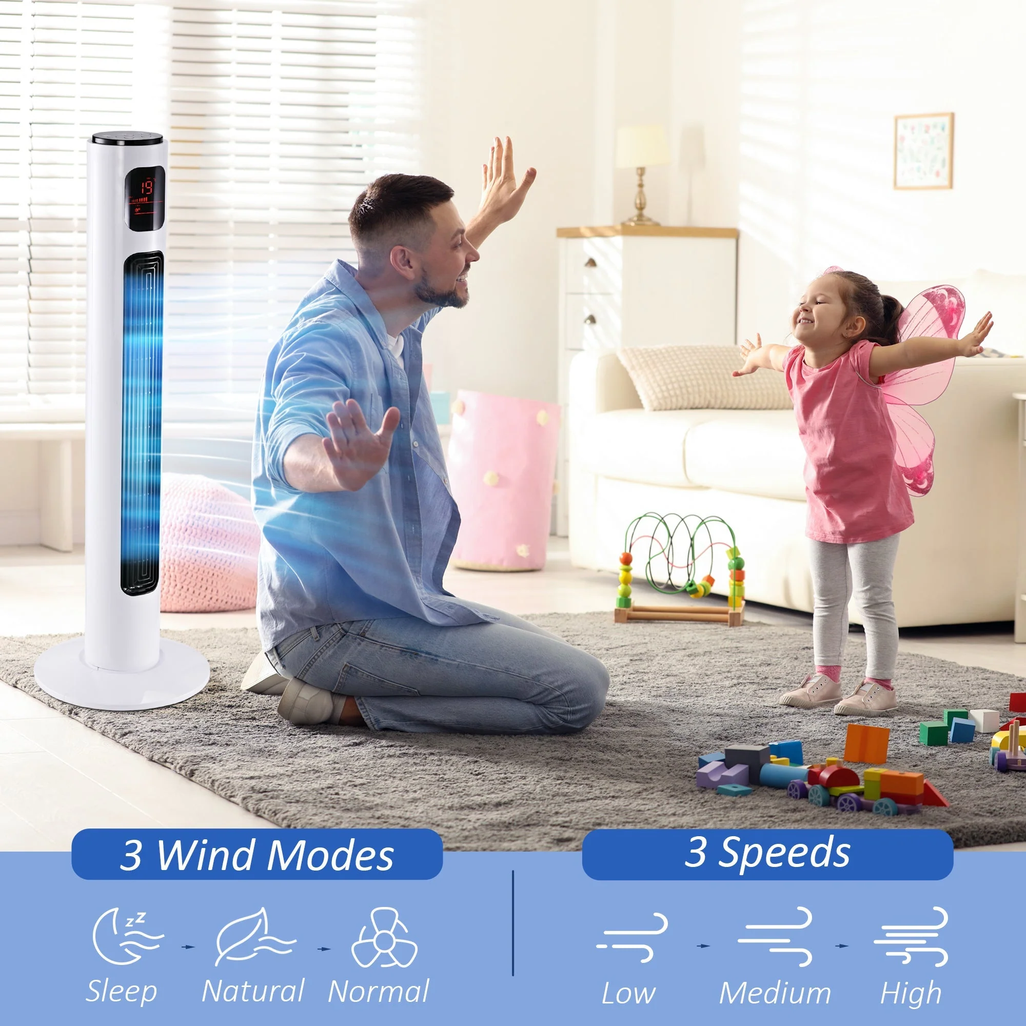 Homcom 38'' Freestanding Tower Fan - Image 5