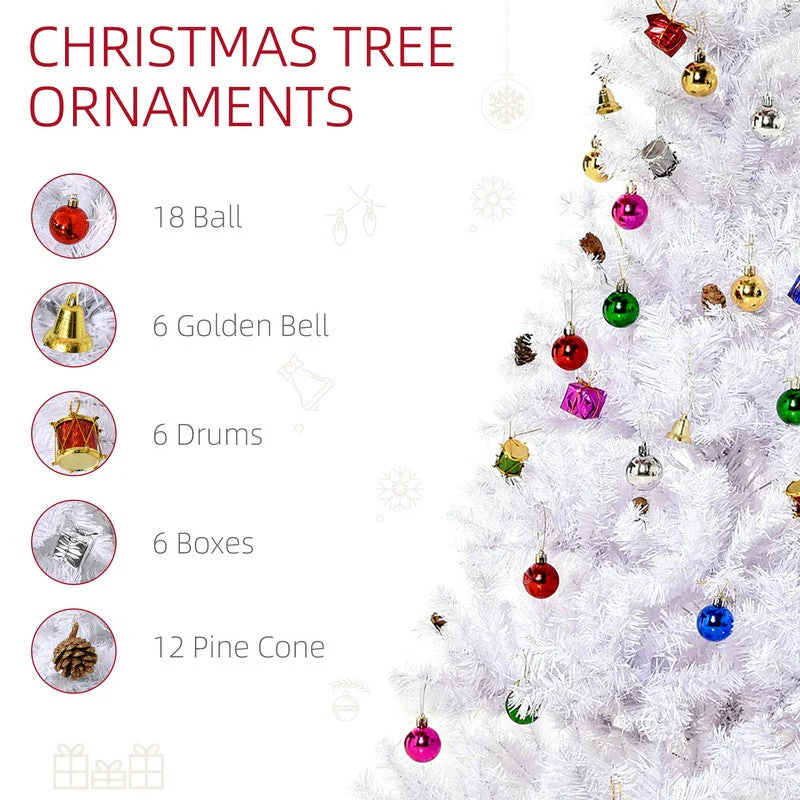 Homcom 5 Foot Artificial Christmas Tree with Metal Stand Decorations Home Seasonal Elegant Faux White - Image 4