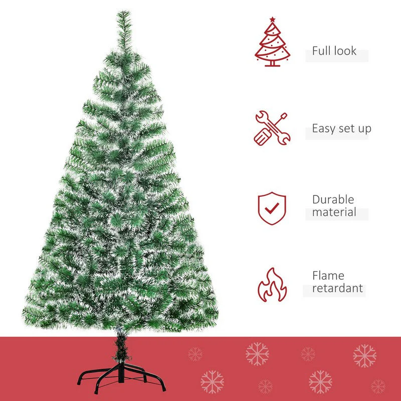 Homcom 5 Foot Indoor Christmas Tree Artificial Decoration Xmas Gift with Metal Stand Branch Tips - Image 4