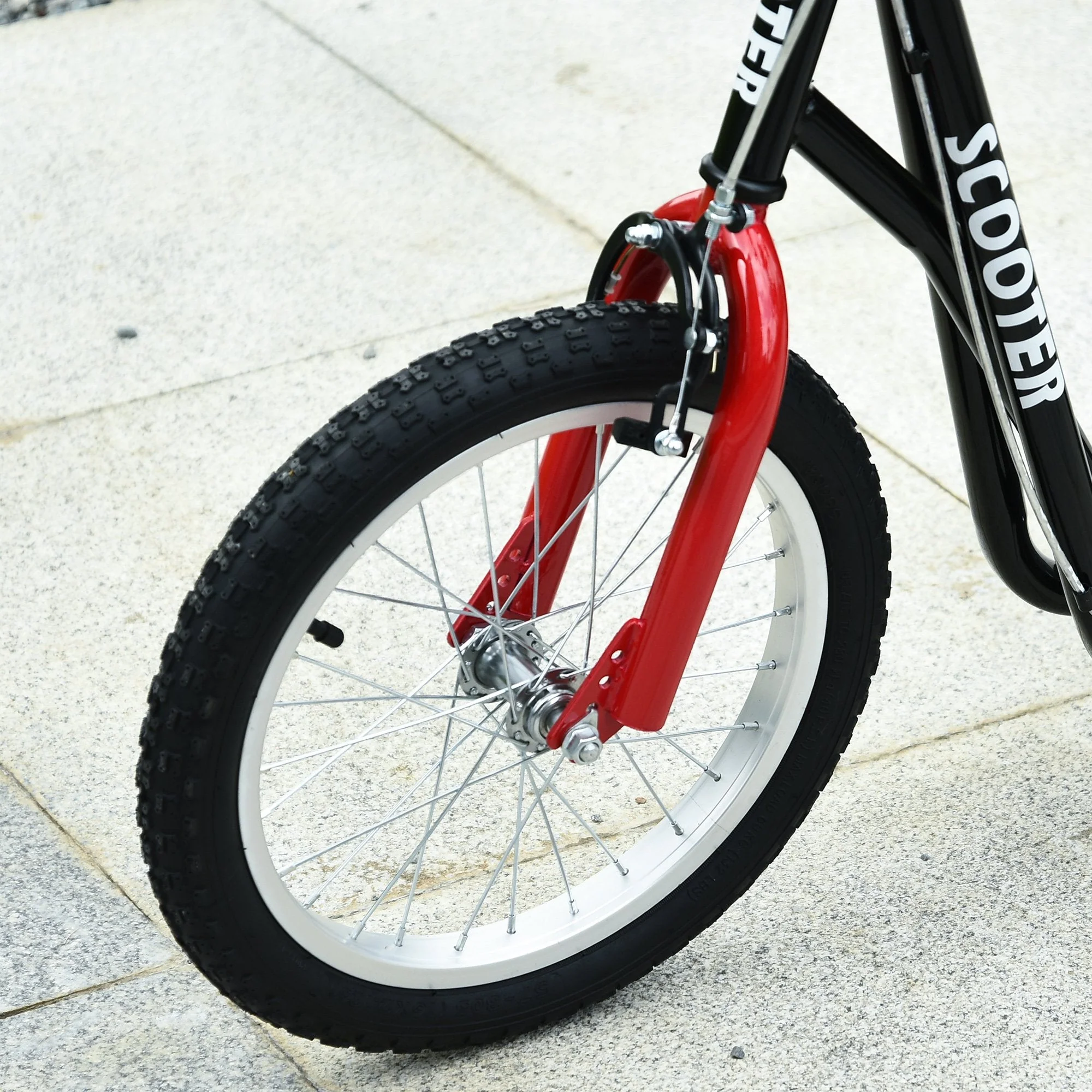 Homcom 90-96cm Kids Kick Scooter With Adjustable Handlebar Inflatable Wheels Brakes Black - Image 8