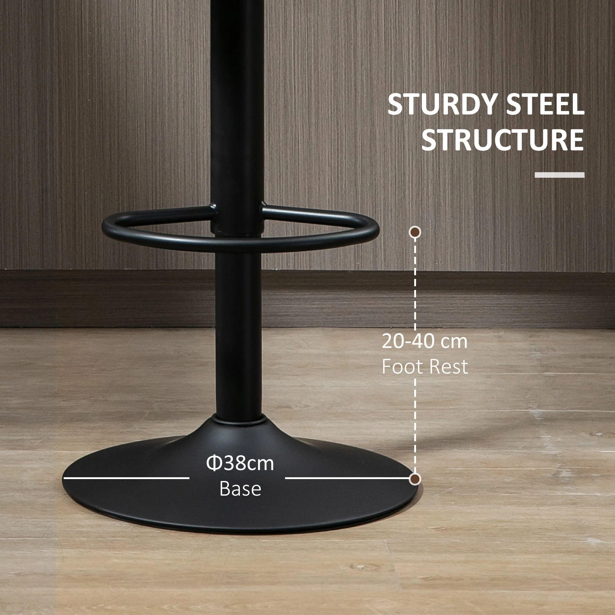 Homcom Adjustable Swivel Bar Stools Set of 2 - Image 7