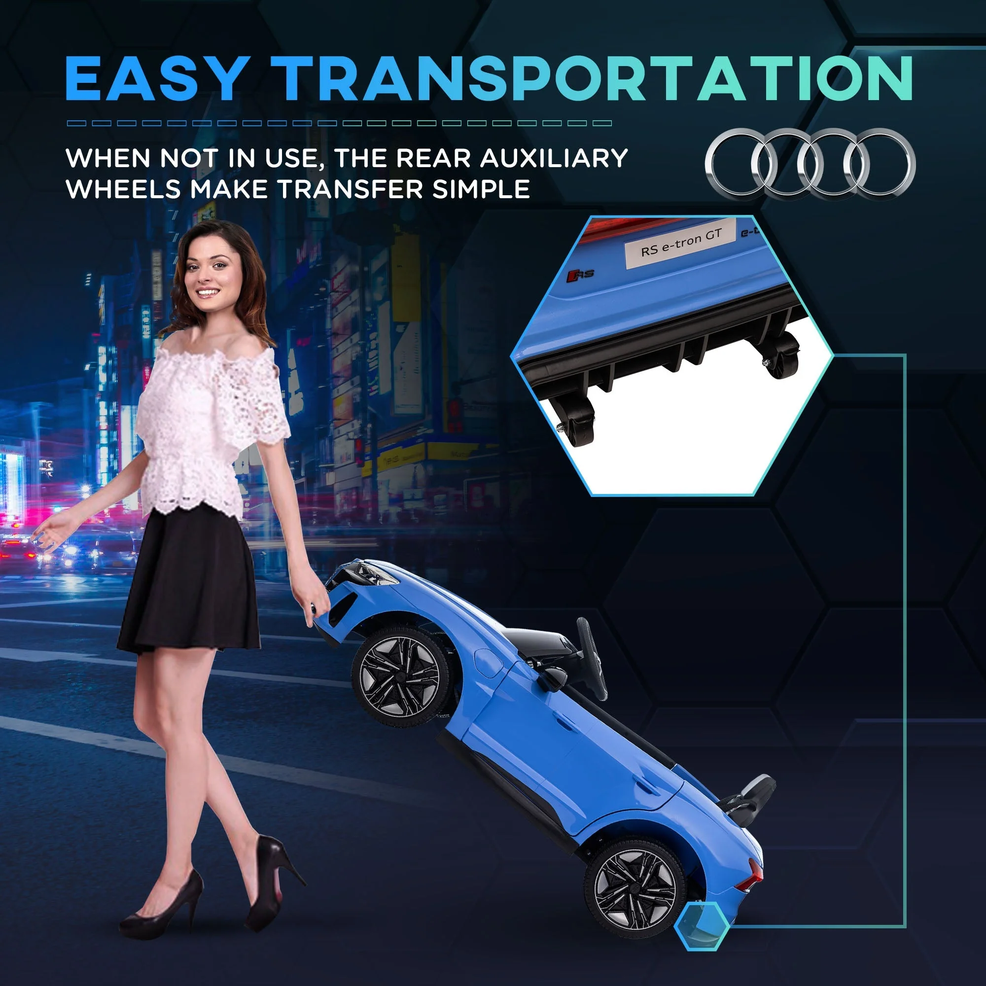 Homcom Audi Licensed 12V Kids Electric Ride-On With Remote Control Suspension System Lights Music Motor - Blue - Image 5