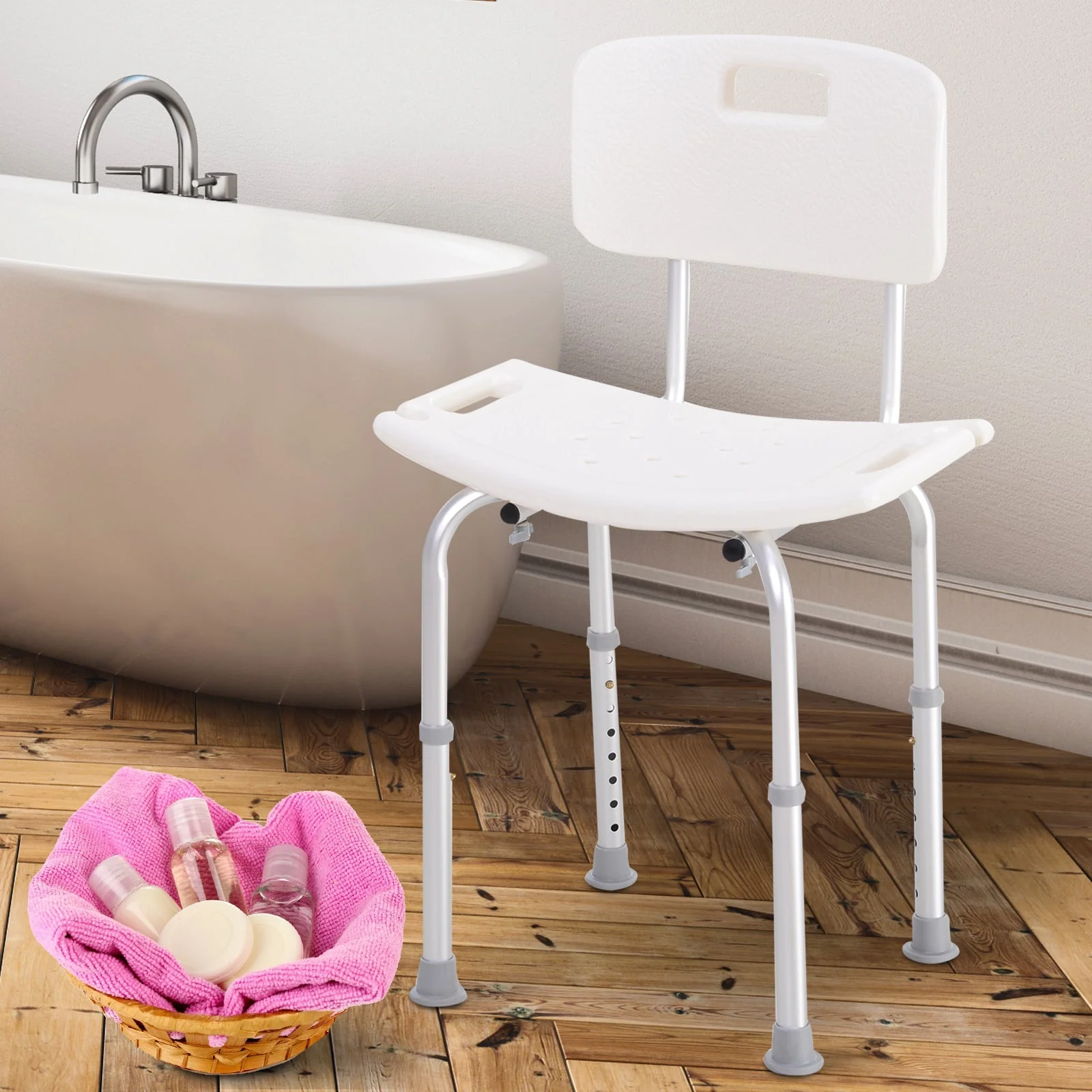 Homcom Bath Chair Shower Stool Safety Seat Bathroom Adjustable Positions Elderly Aids - Image 2