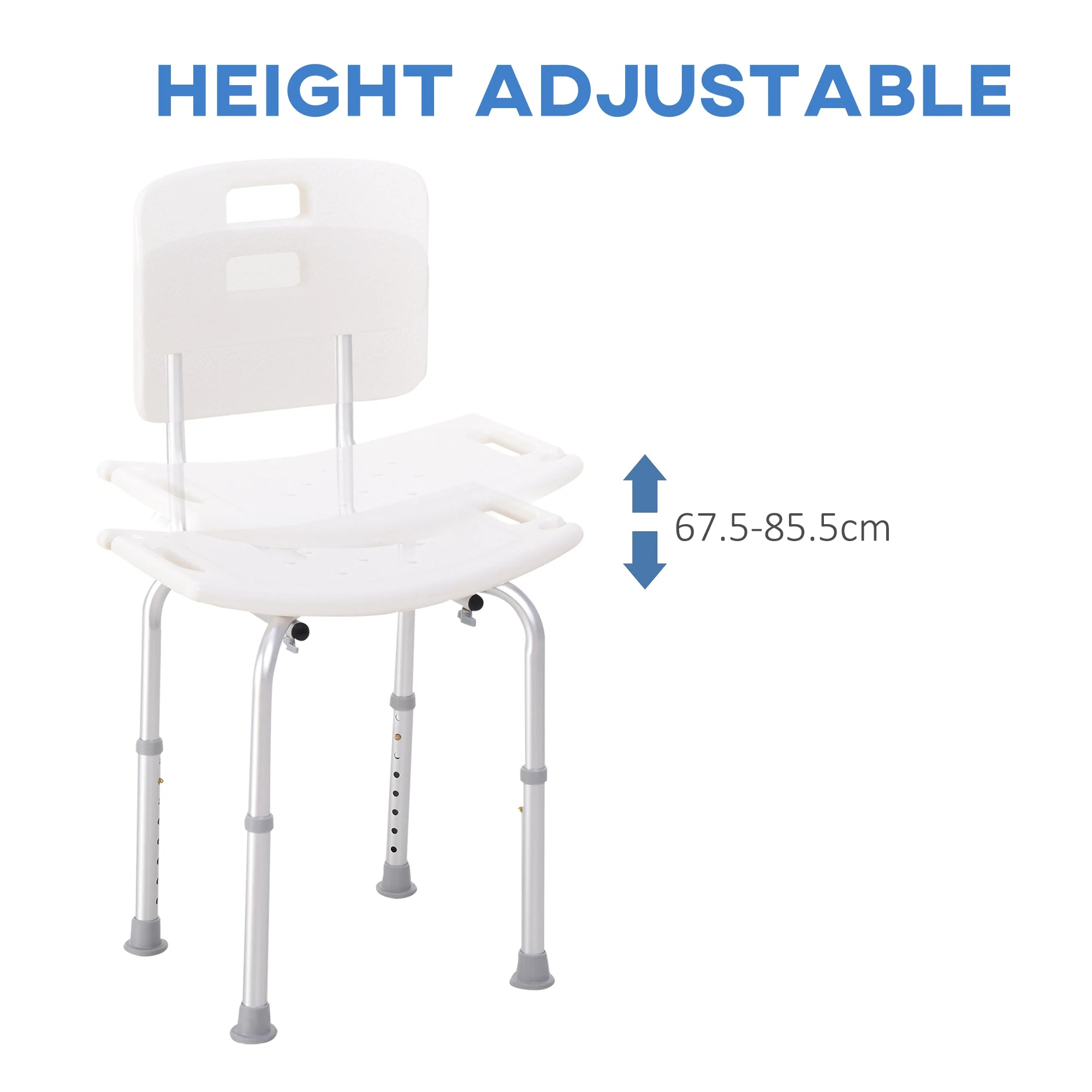 Homcom Bath Chair Shower Stool Safety Seat Bathroom Adjustable Positions Elderly Aids - Image 5