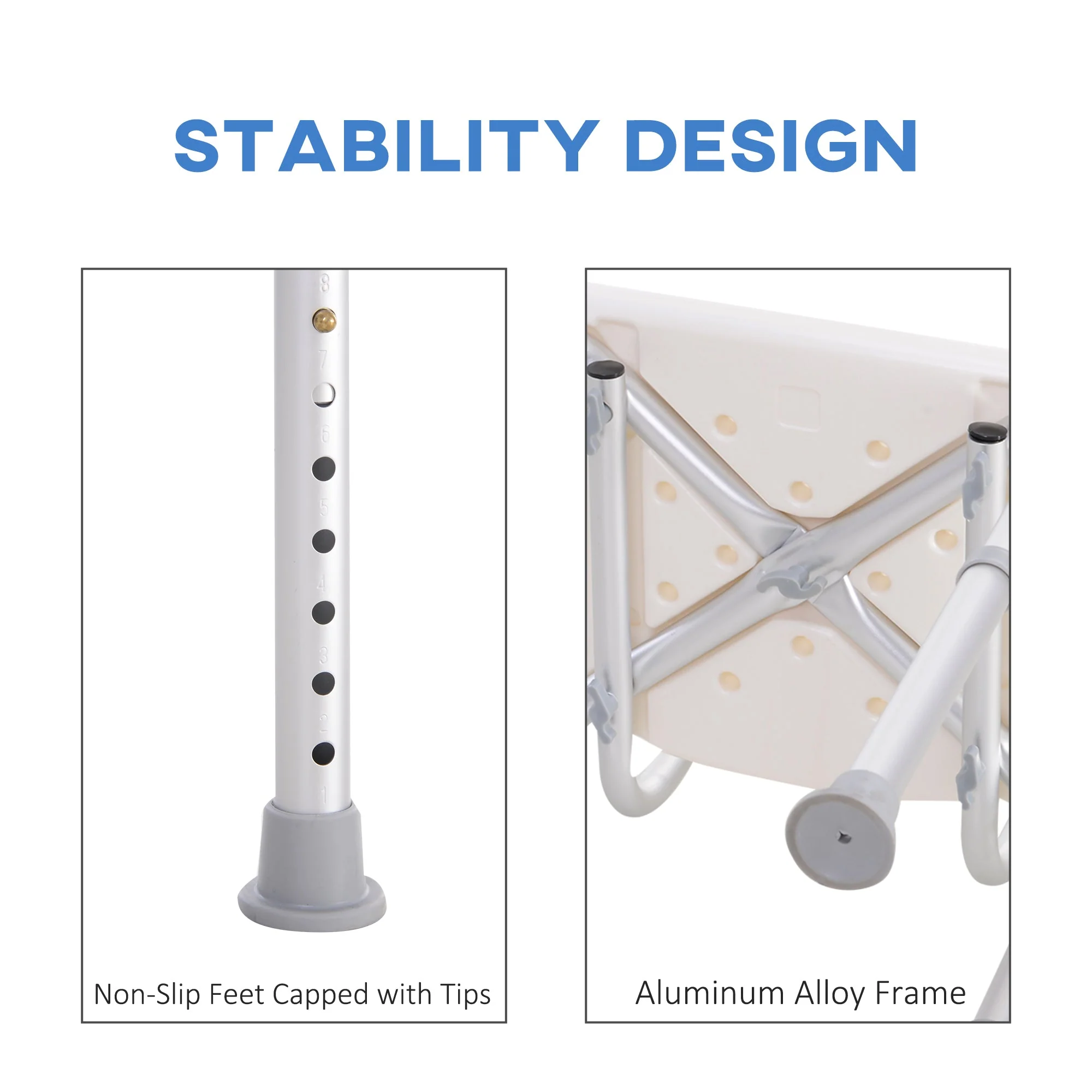 Homcom Bath Chair Shower Stool Safety Seat Bathroom Adjustable Positions Elderly Aids - Image 6