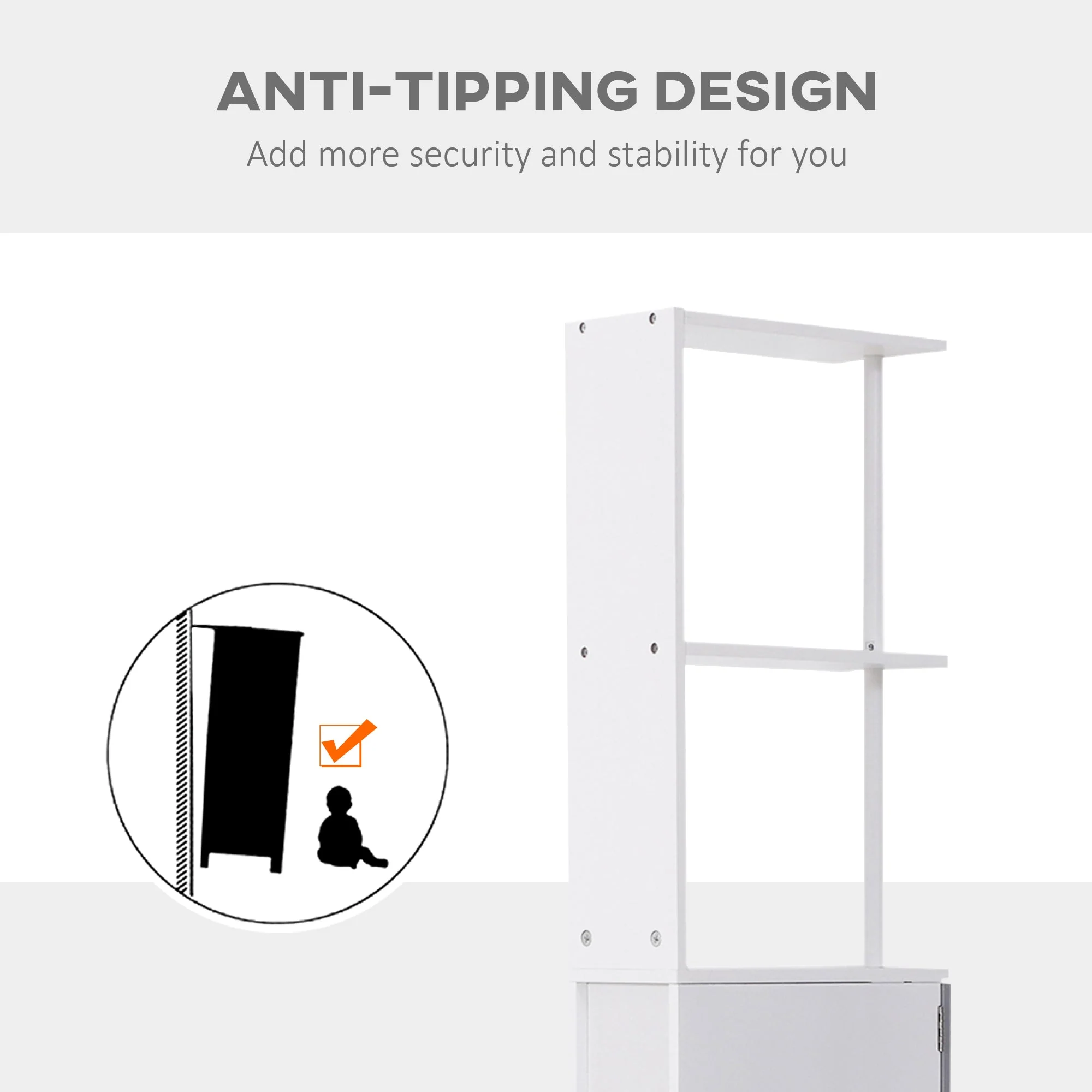 Homcom Bathroom Cabinet Tall Shelf Toilet Tissue Cupboard Withdrawers - Image 6